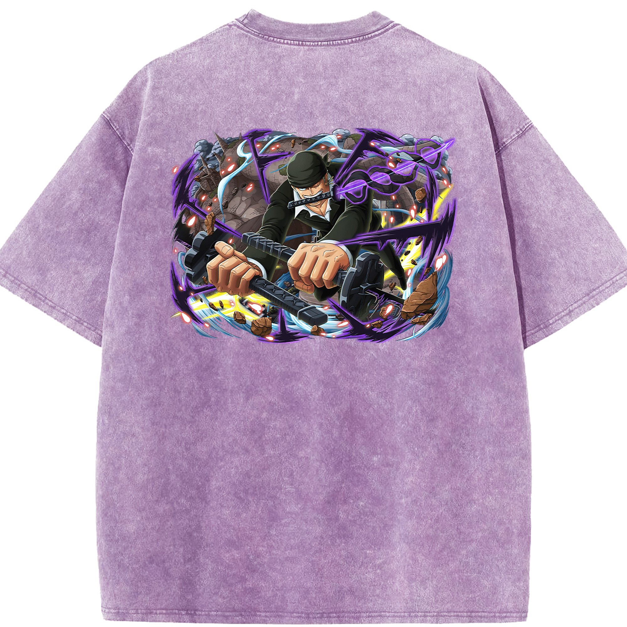 ワンピース ロロノア・ゾロ ONE PIECE Roronoa Zoro 綿100% ヴィンテージ風 半袖Tシャツ（背面プリント）