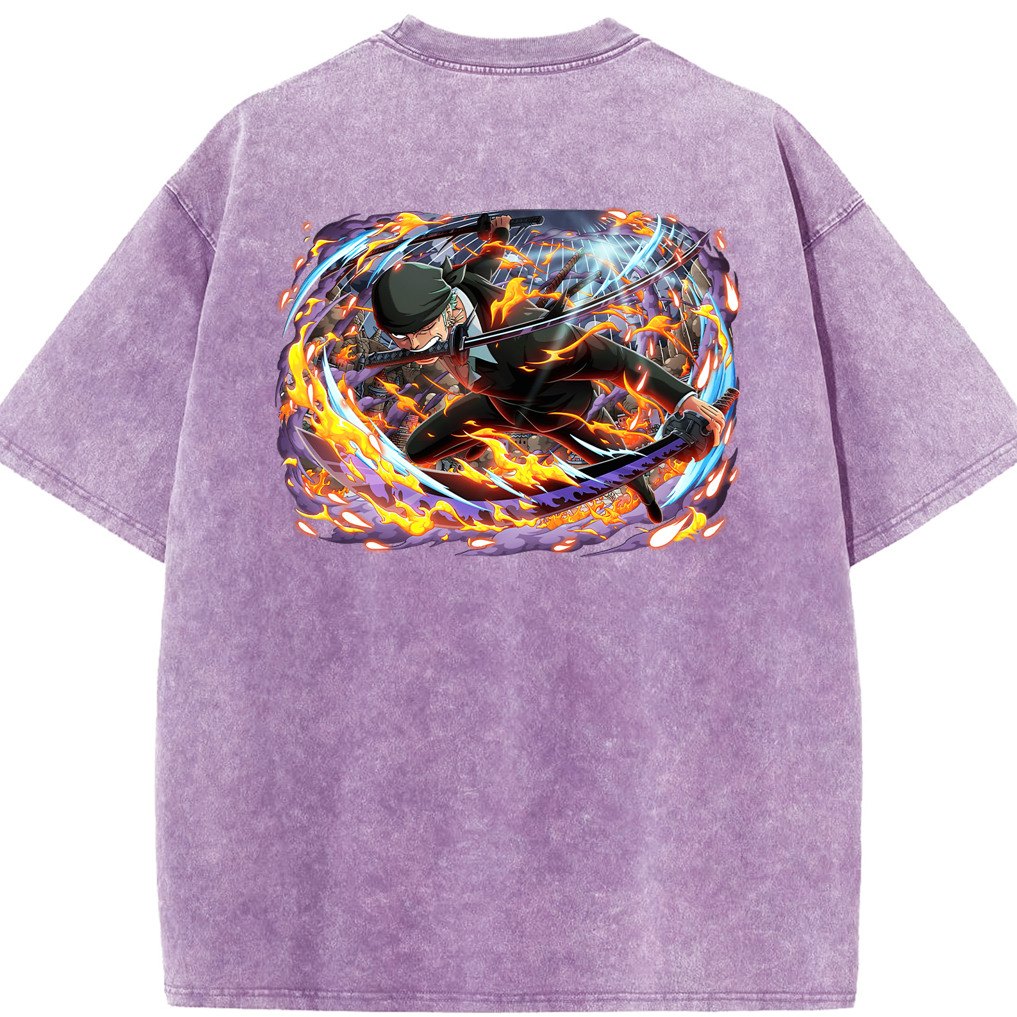 ワンピース ロロノア・ゾロ ONE PIECE Roronoa Zoro 綿100% ヴィンテージ風 半袖Tシャツ（背面プリント）