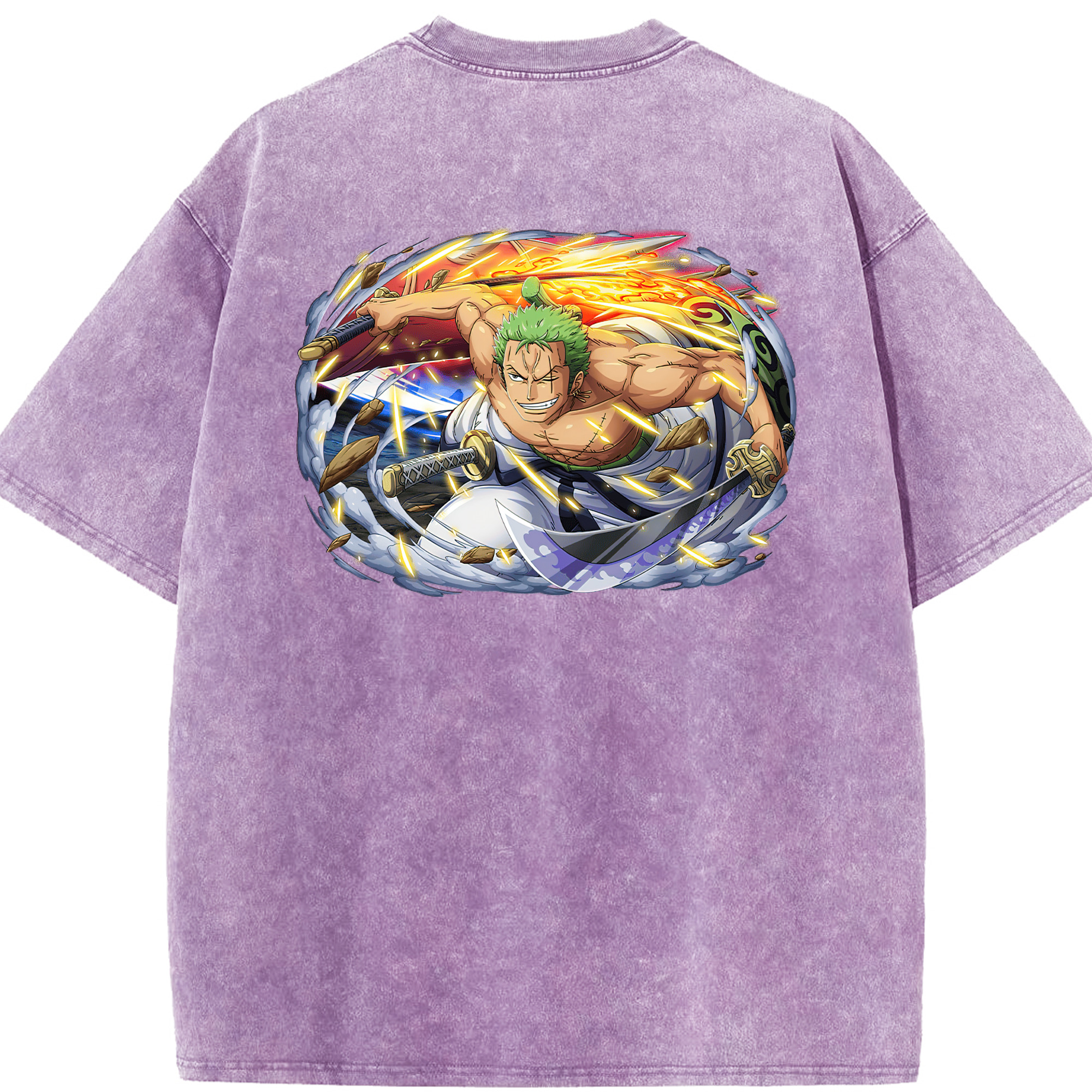 ワンピース ロロノア・ゾロ ONE PIECE Roronoa Zoro 綿100% ヴィンテージ風 半袖Tシャツ（背面プリント）