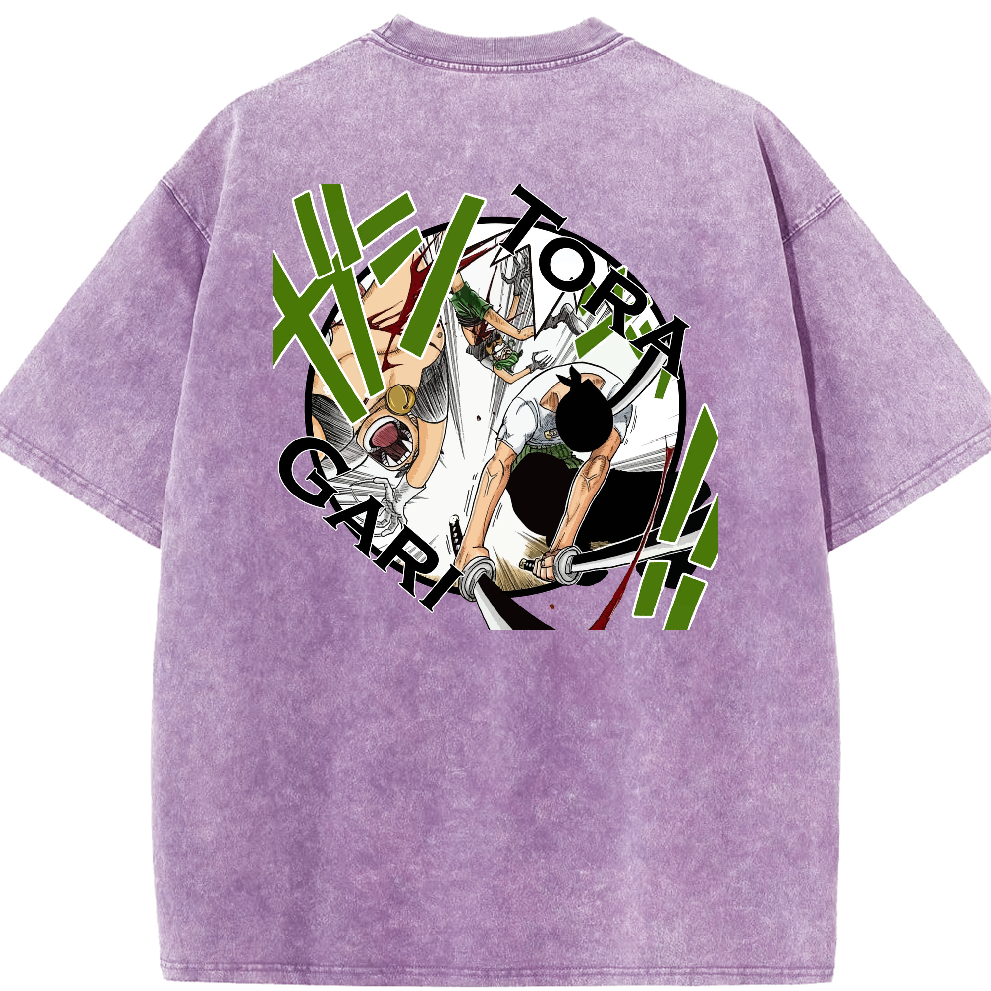 ワンピース ロロノア・ゾロ ONE PIECE Roronoa Zoro 綿100% ヴィンテージ風 半袖Tシャツ（背面プリント）