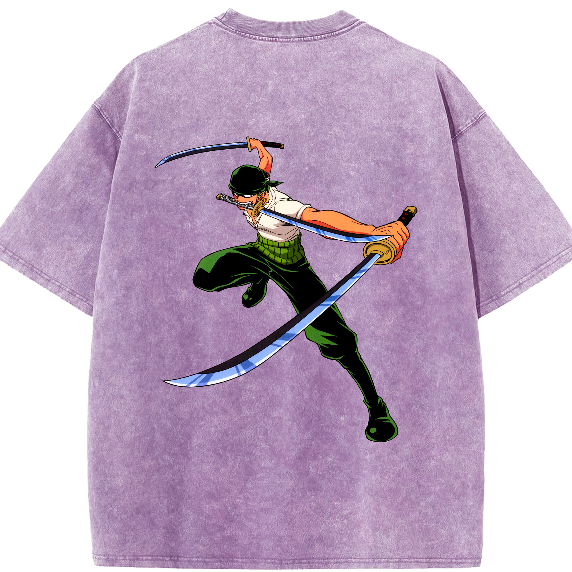 ワンピース ロロノア・ゾロ ONE PIECE Roronoa Zoro 綿100% ヴィンテージ風 半袖Tシャツ（背面プリント）