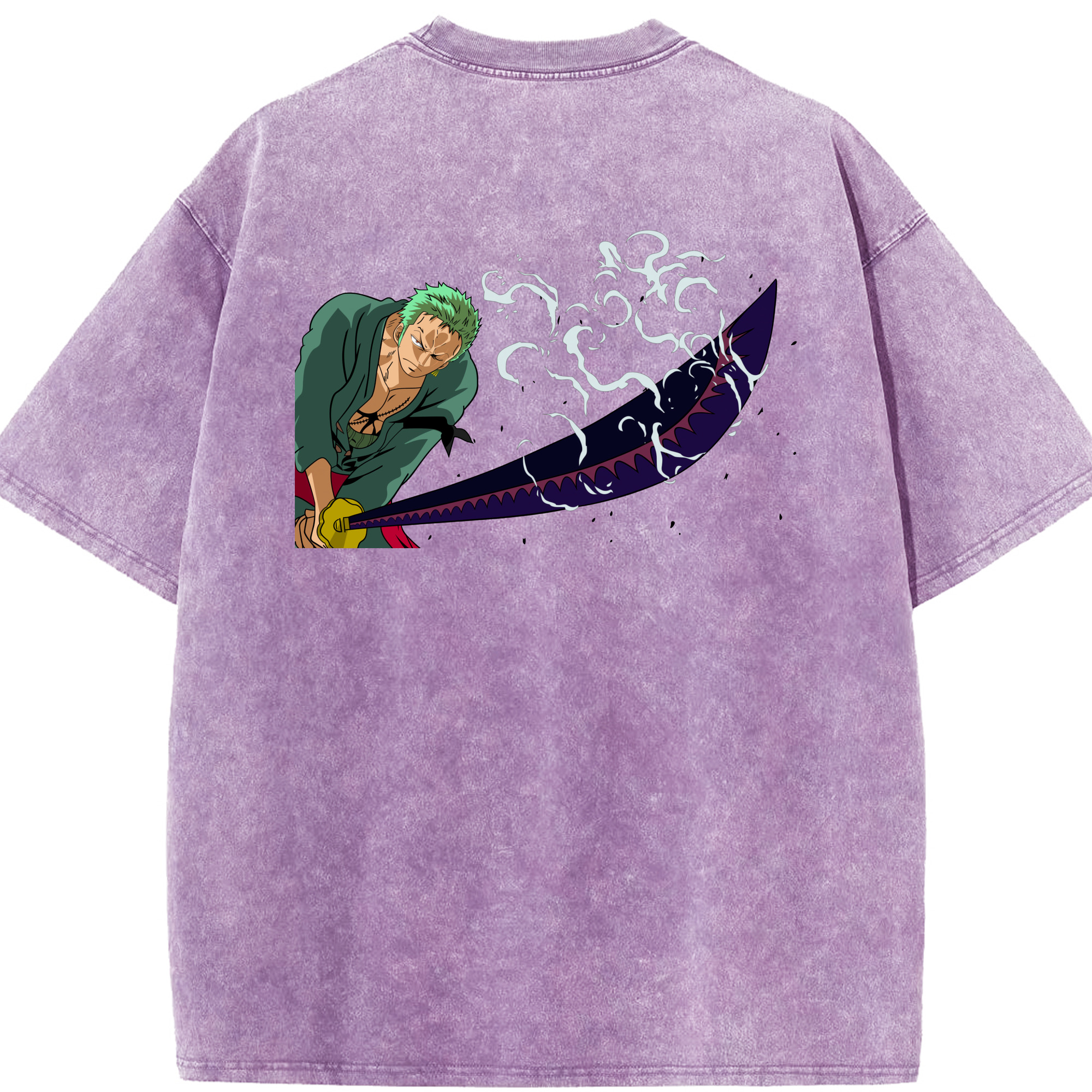 ワンピース ロロノア・ゾロ ONE PIECE Roronoa Zoro 綿100% ヴィンテージ風 半袖Tシャツ（背面プリント）