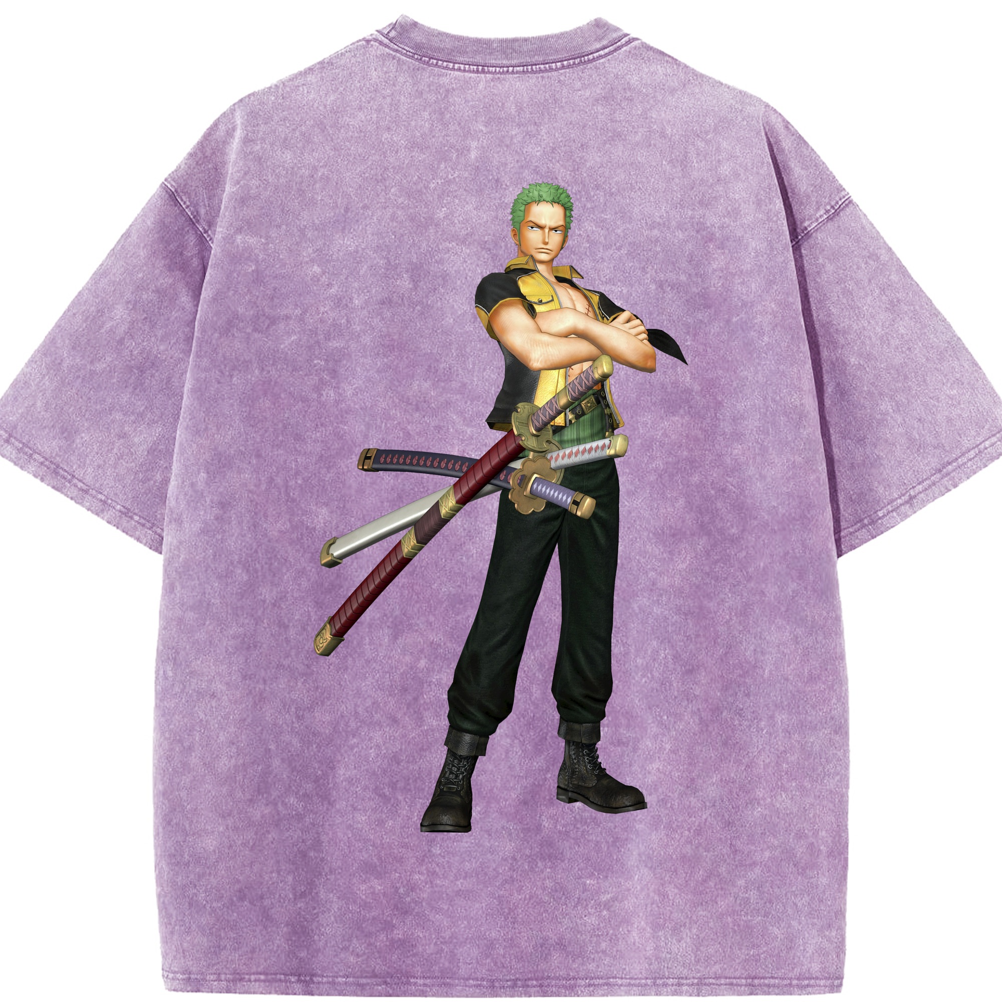 ワンピース ロロノア・ゾロ ONE PIECE Roronoa Zoro 綿100% ヴィンテージ風 半袖Tシャツ（背面プリント）