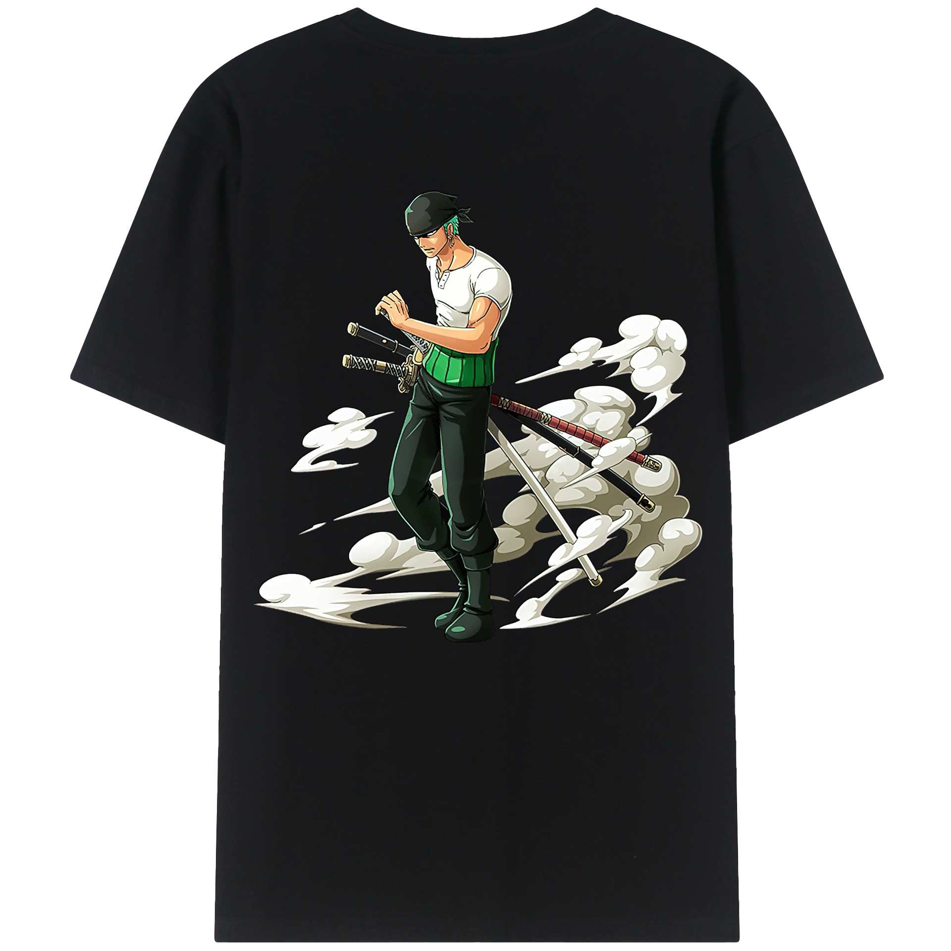 ワンピース ロロノア・ゾロ ONE PIECE Roronoa Zoro 綿100％ メンズ半袖Tシャツ（バックプリント） 通気性