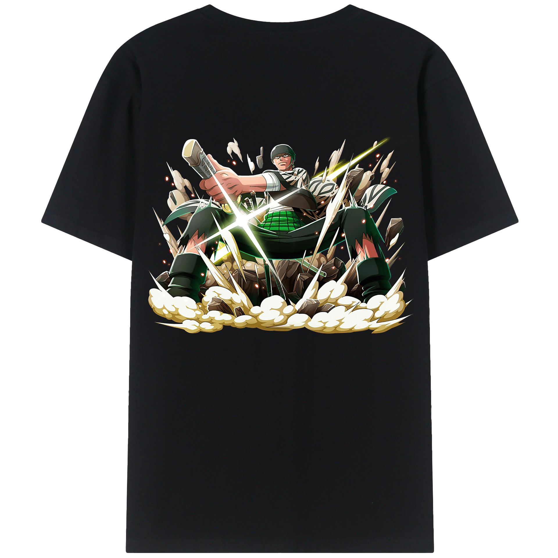 ワンピース ロロノア・ゾロ ONE PIECE Roronoa Zoro 綿100％ メンズ半袖Tシャツ（バックプリント） 通気性