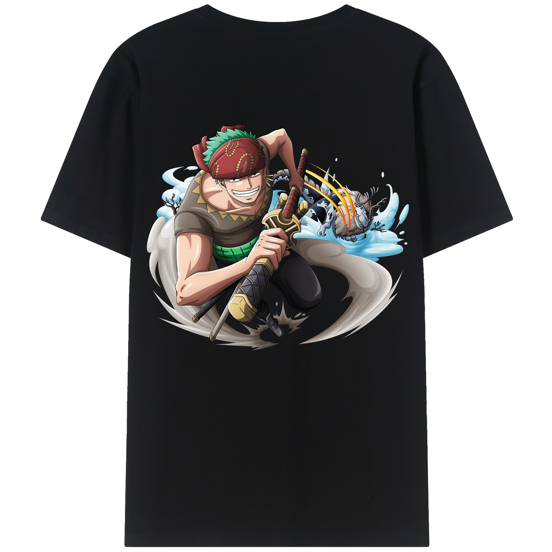 ワンピース ロロノア・ゾロ ONE PIECE Roronoa Zoro 綿100％ メンズ半袖Tシャツ（バックプリント） 通気性