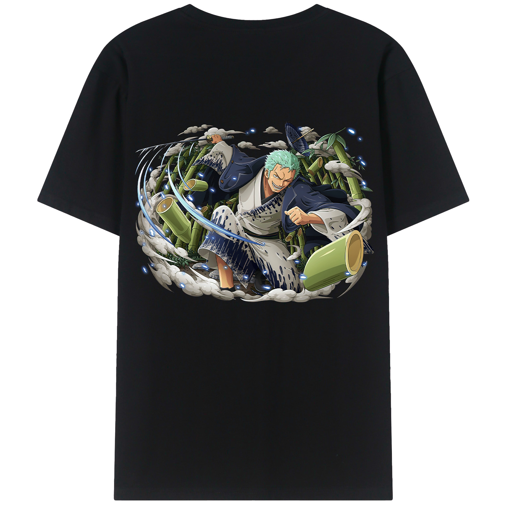 ワンピース ロロノア・ゾロ ONE PIECE Roronoa Zoro 綿100％ メンズ半袖Tシャツ（バックプリント） 通気性