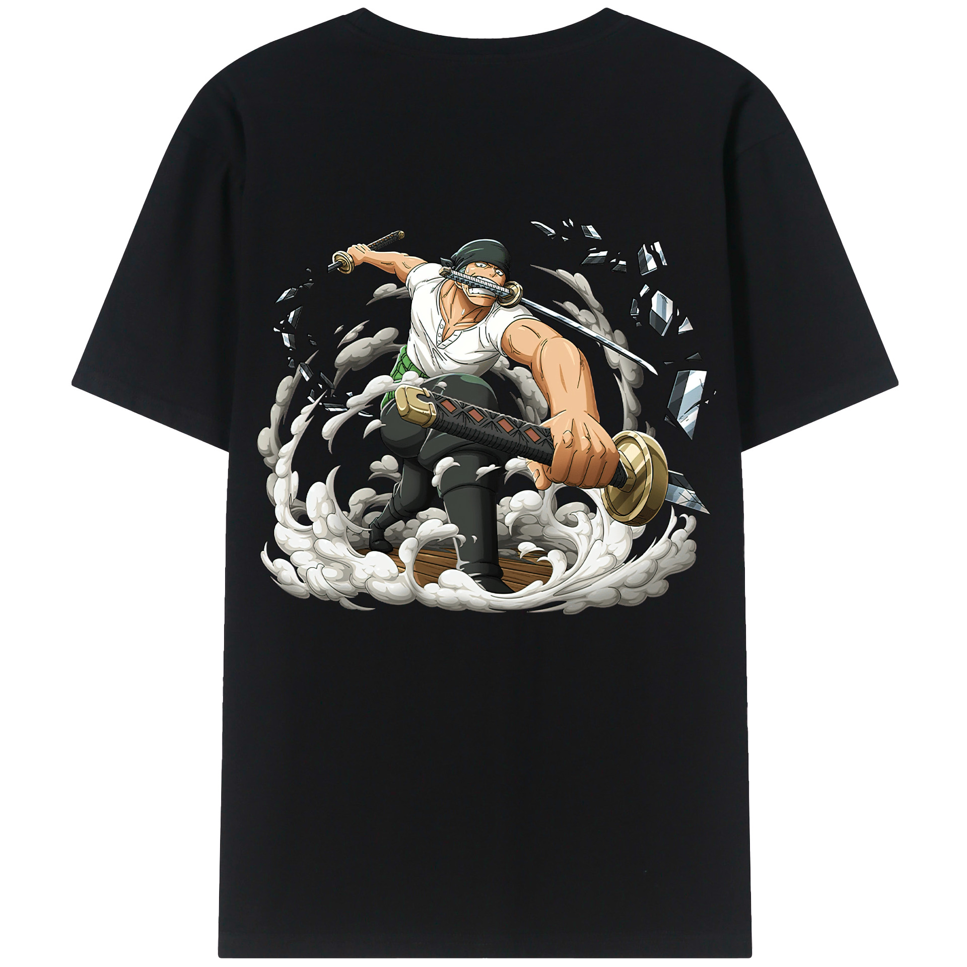 ワンピース ロロノア・ゾロ ONE PIECE Roronoa Zoro 綿100％ メンズ半袖Tシャツ（バックプリント） 通気性