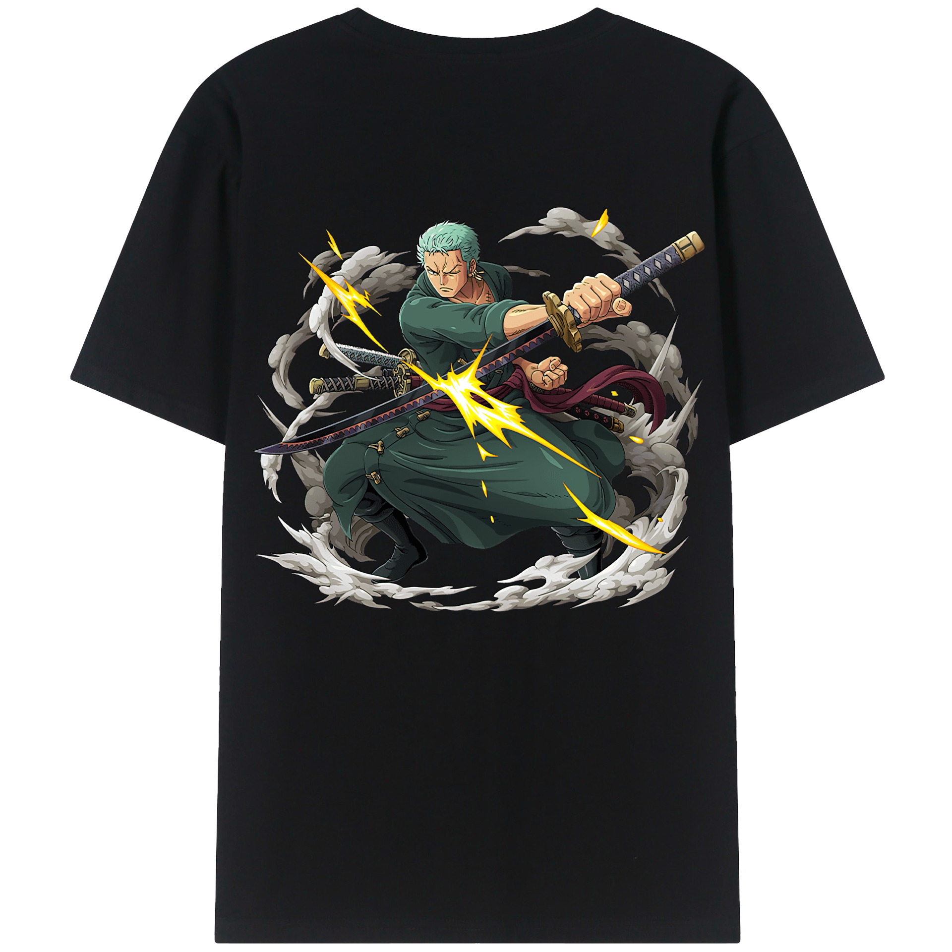 ワンピース ロロノア・ゾロ ONE PIECE Roronoa Zoro 綿100％ メンズ半袖Tシャツ（バックプリント） 通気性