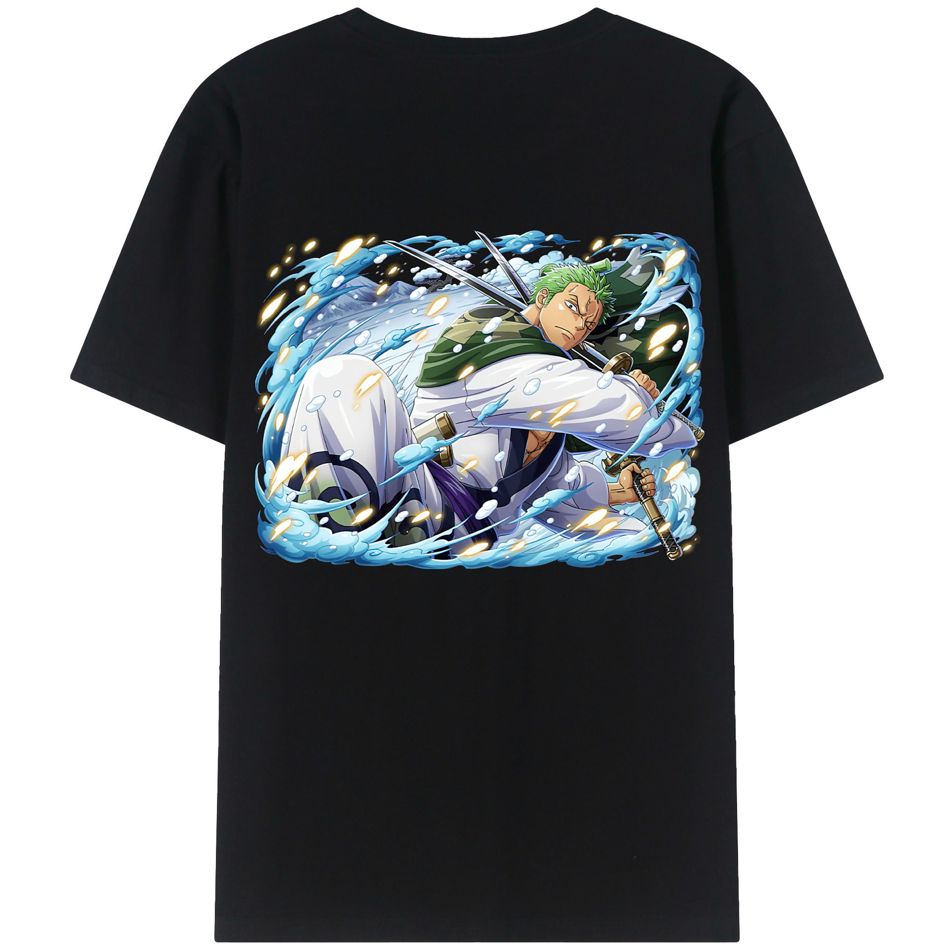 ワンピース ロロノア・ゾロ ONE PIECE Roronoa Zoro 綿100％ メンズ半袖Tシャツ（バックプリント） 通気性