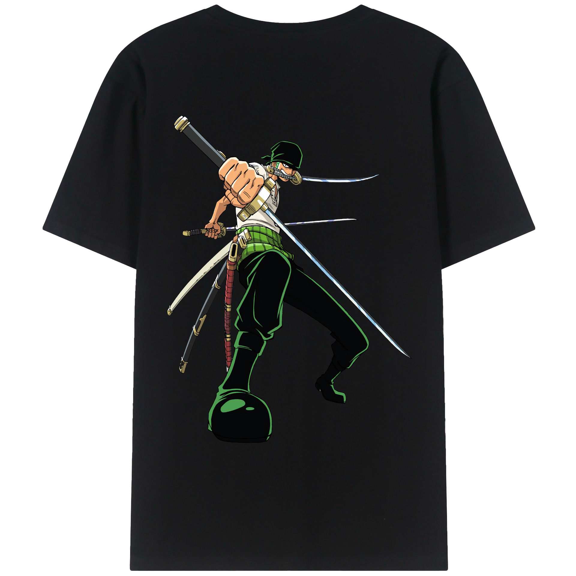 ワンピース ロロノア・ゾロ ONE PIECE Roronoa Zoro 綿100％ メンズ半袖Tシャツ（バックプリント） 通気性