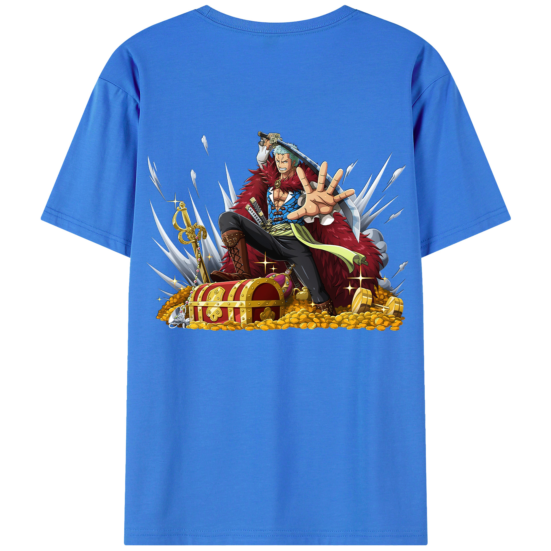 ワンピース ロロノア・ゾロ ONE PIECE Roronoa Zoro 綿100％ メンズ半袖Tシャツ（バックプリント） 通気性