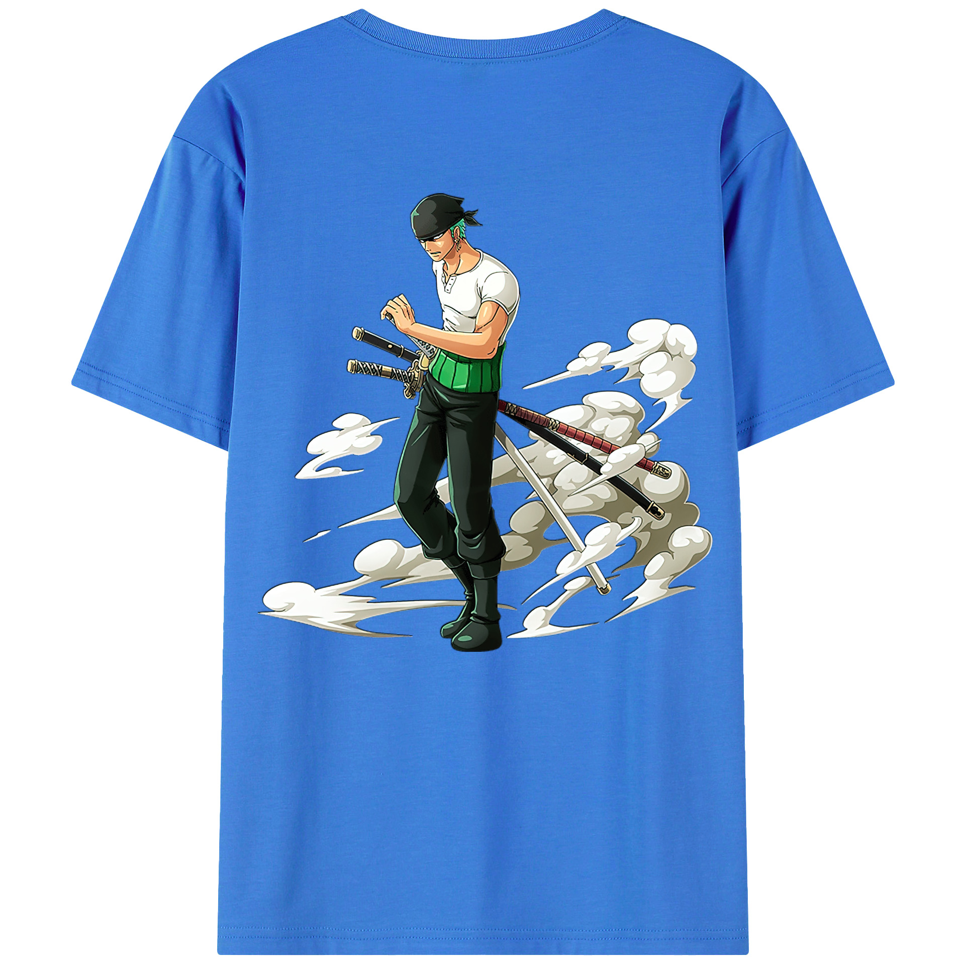 ワンピース ロロノア・ゾロ ONE PIECE Roronoa Zoro 綿100％ メンズ半袖Tシャツ（バックプリント） 通気性
