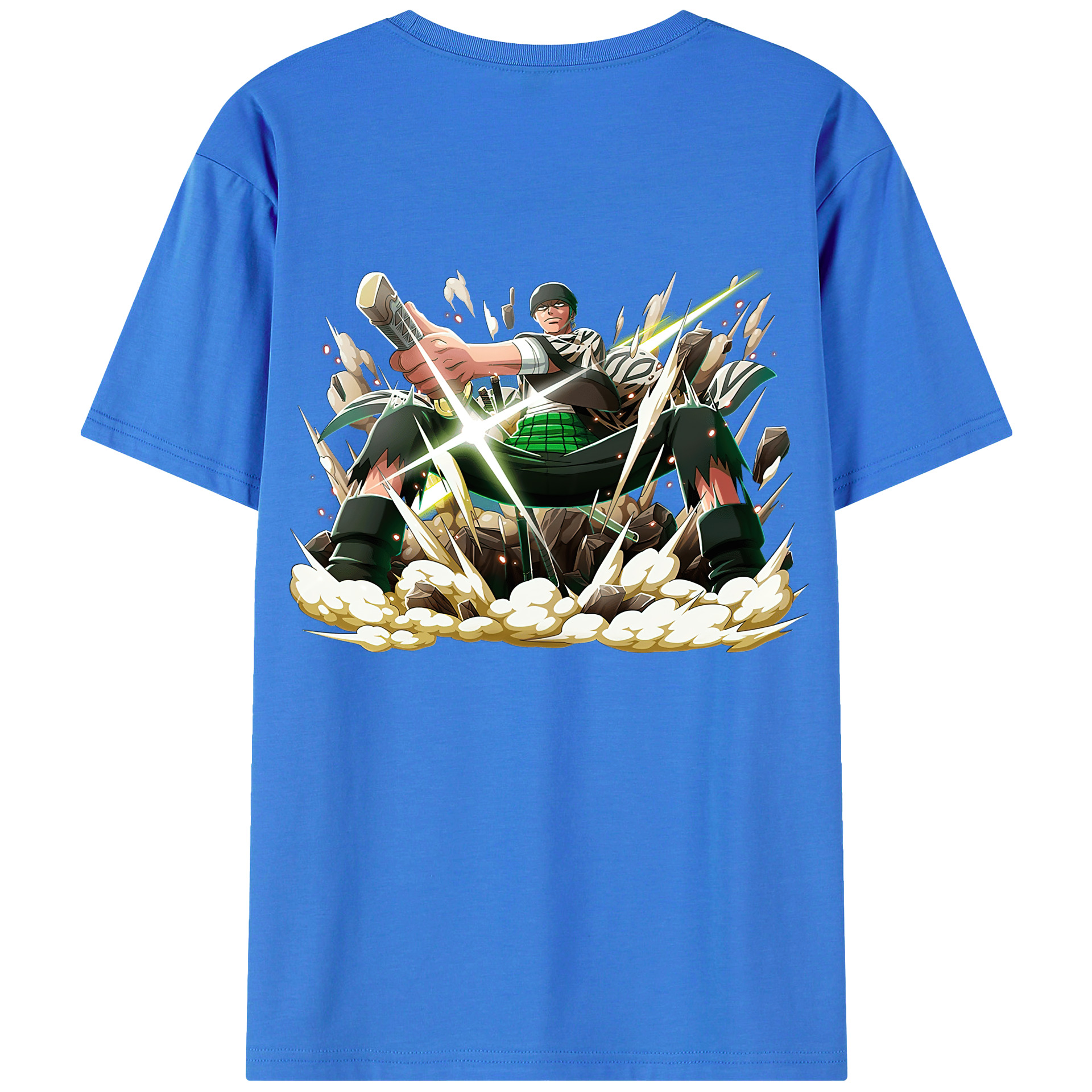 ワンピース ロロノア・ゾロ ONE PIECE Roronoa Zoro 綿100％ メンズ半袖Tシャツ（バックプリント） 通気性