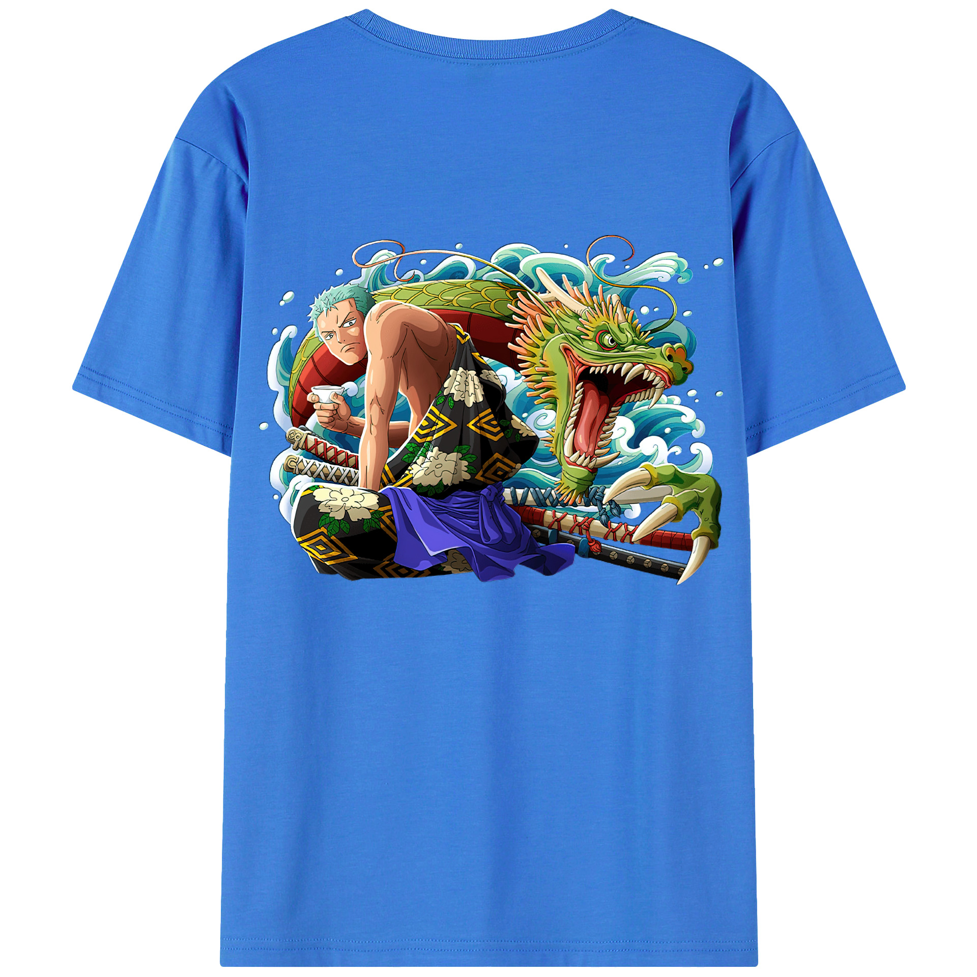 ワンピース ロロノア・ゾロ ONE PIECE Roronoa Zoro 綿100％ メンズ半袖Tシャツ（バックプリント） 通気性