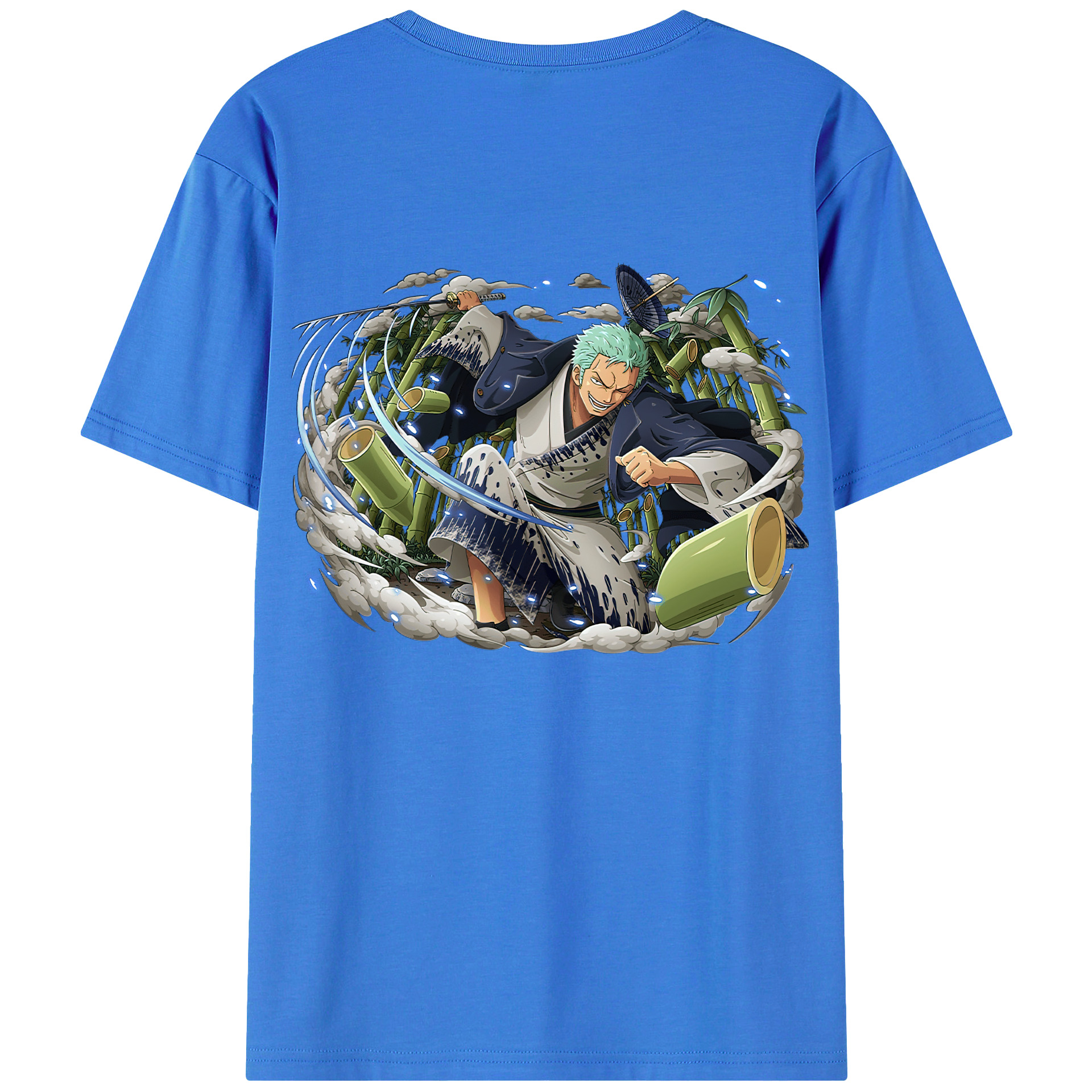 ワンピース ロロノア・ゾロ ONE PIECE Roronoa Zoro 綿100％ メンズ半袖Tシャツ（バックプリント） 通気性