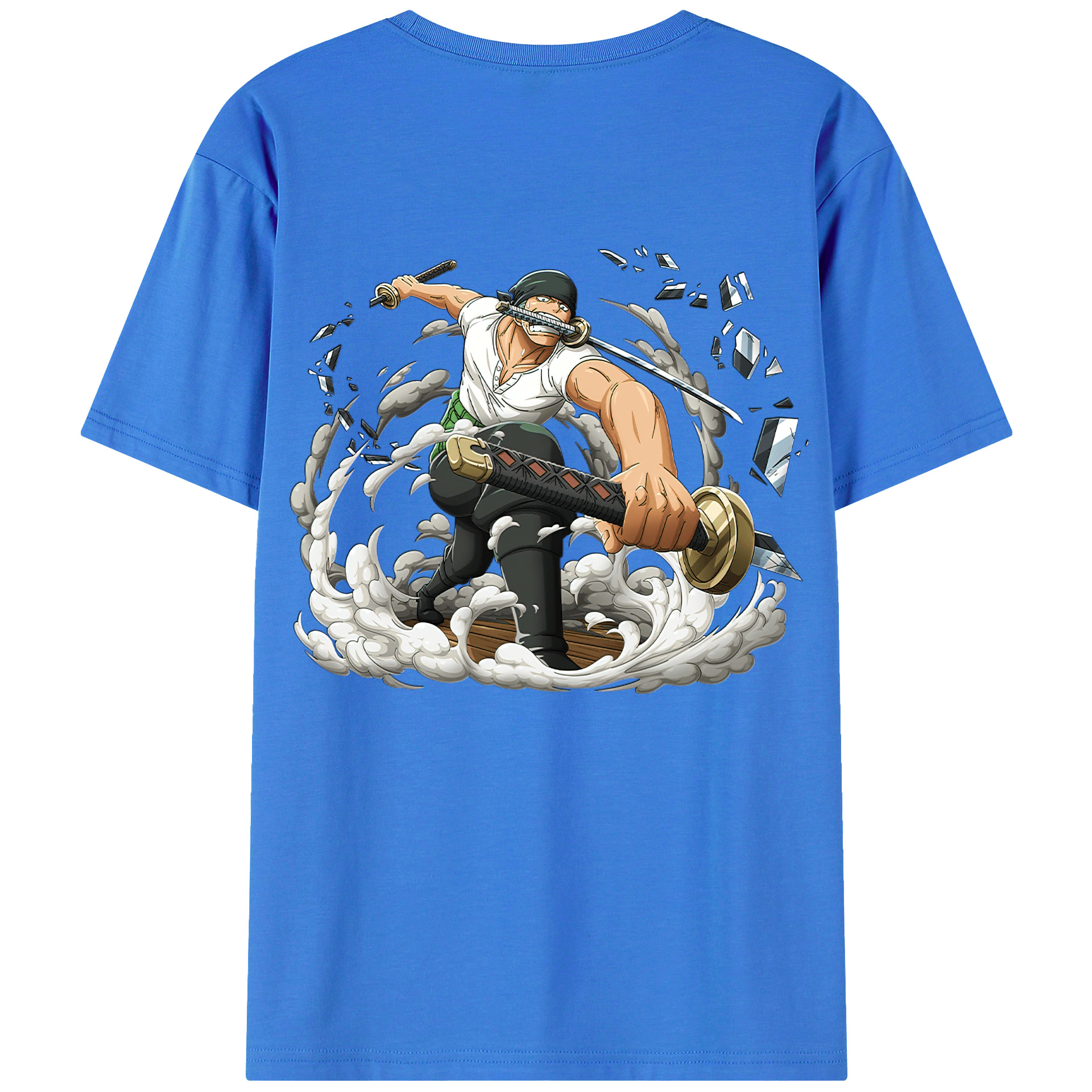 ワンピース ロロノア・ゾロ ONE PIECE Roronoa Zoro 綿100％ メンズ半袖Tシャツ（バックプリント） 通気性