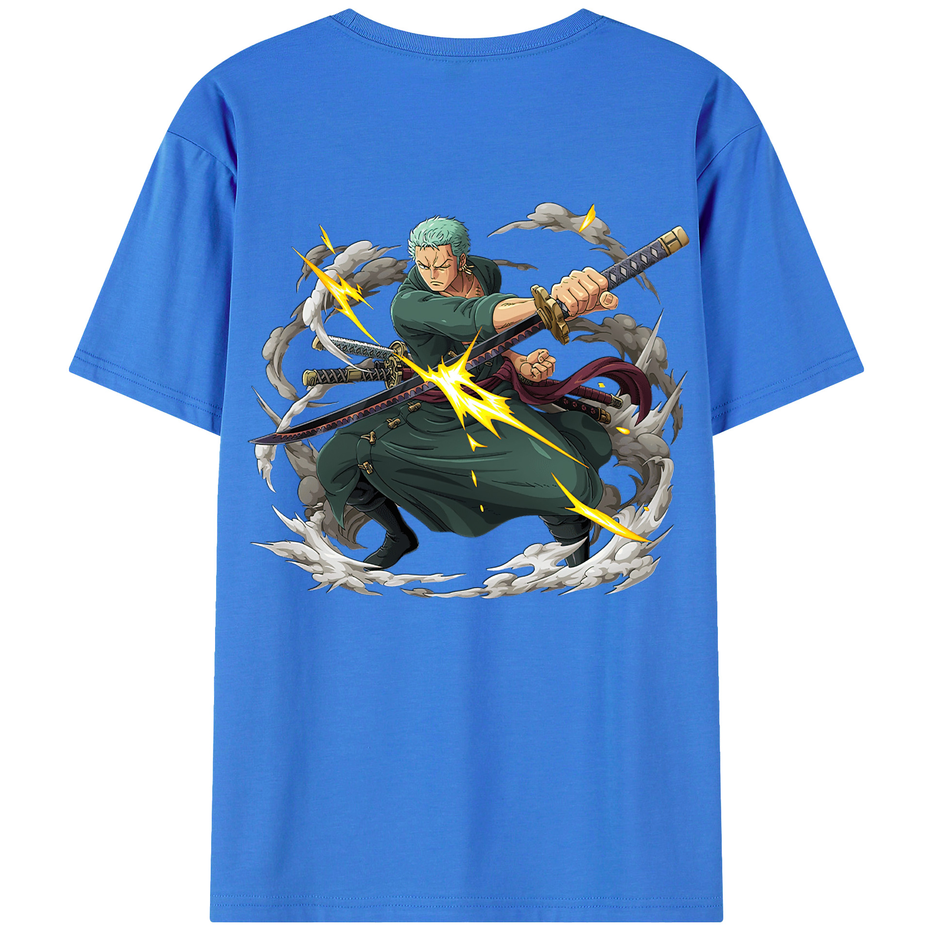 ワンピース ロロノア・ゾロ ONE PIECE Roronoa Zoro 綿100％ メンズ半袖Tシャツ（バックプリント） 通気性