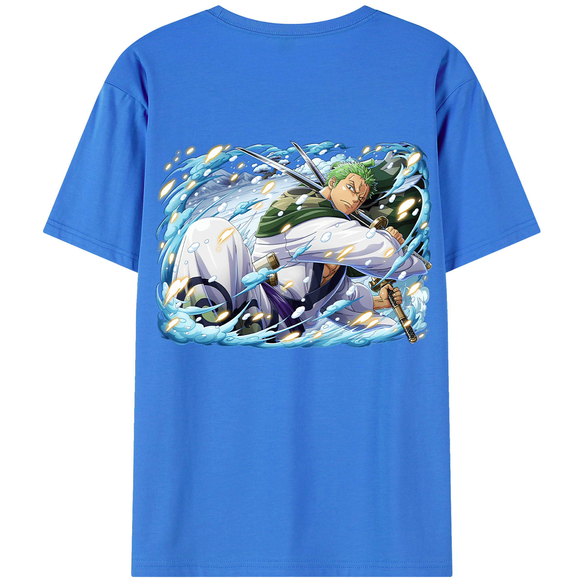 ワンピース ロロノア・ゾロ ONE PIECE Roronoa Zoro 綿100％ メンズ半袖Tシャツ（バックプリント） 通気性