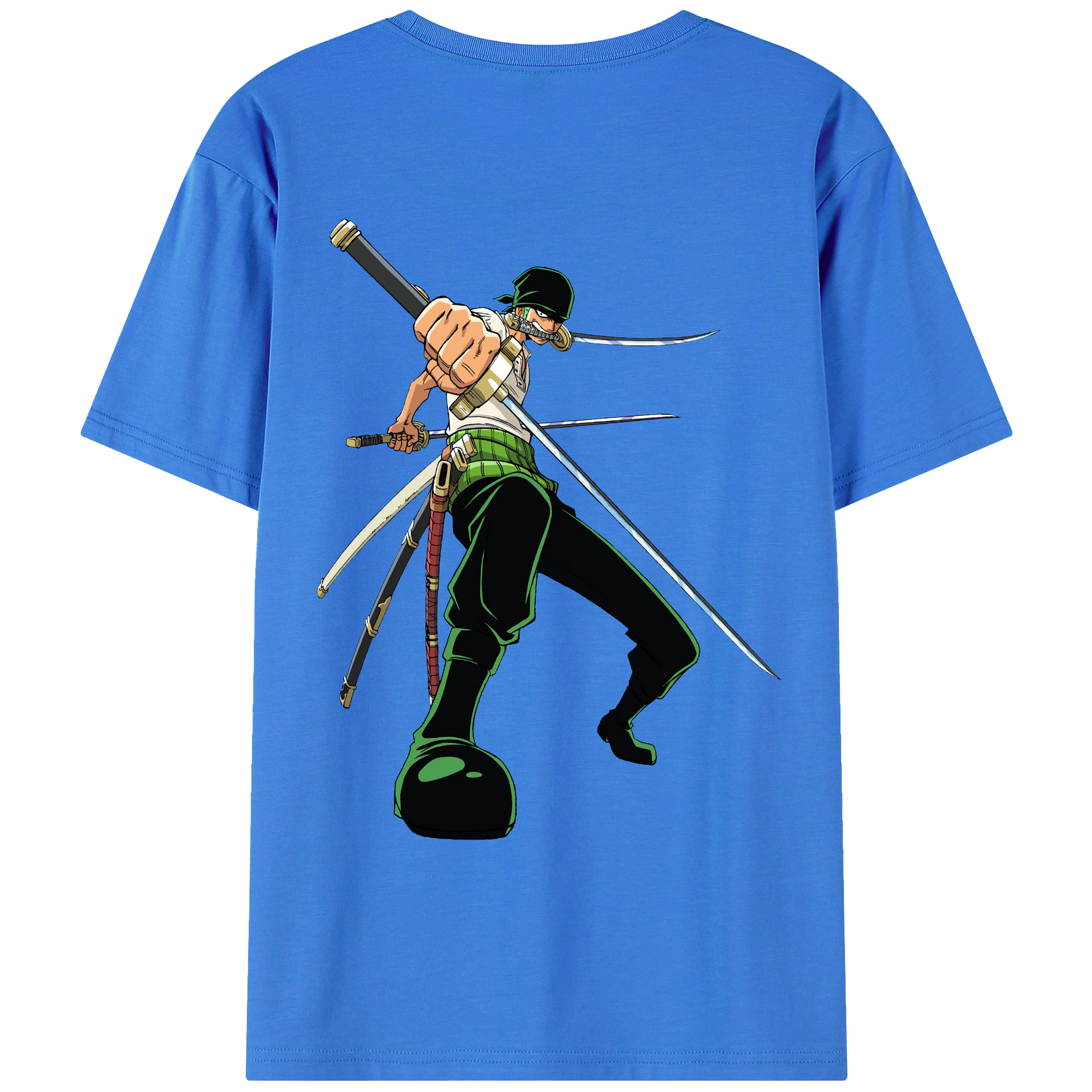 ワンピース ロロノア・ゾロ ONE PIECE Roronoa Zoro 綿100％ メンズ半袖Tシャツ（バックプリント） 通気性