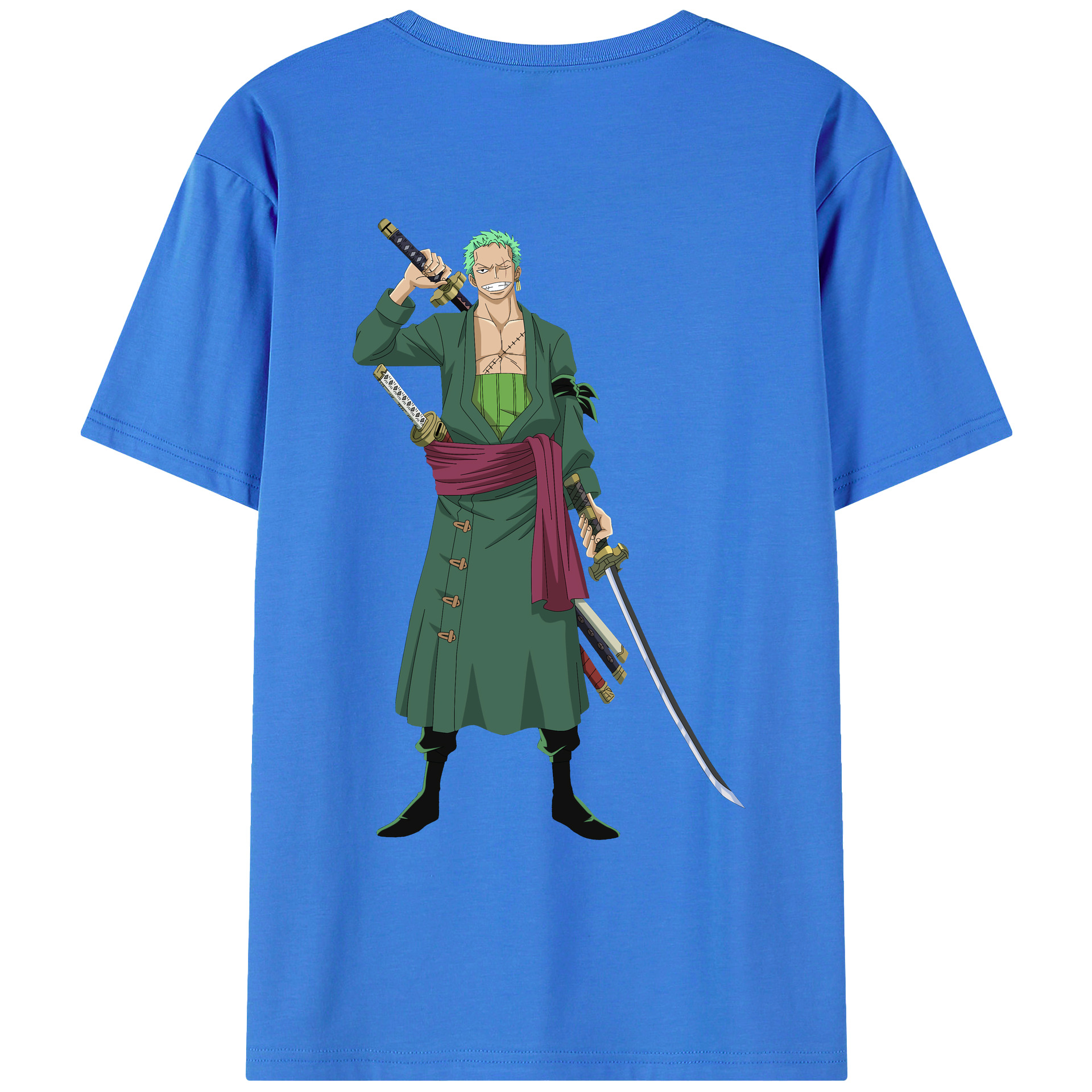 ワンピース ロロノア・ゾロ ONE PIECE Roronoa Zoro 綿100％ メンズ半袖Tシャツ（バックプリント） 通気性
