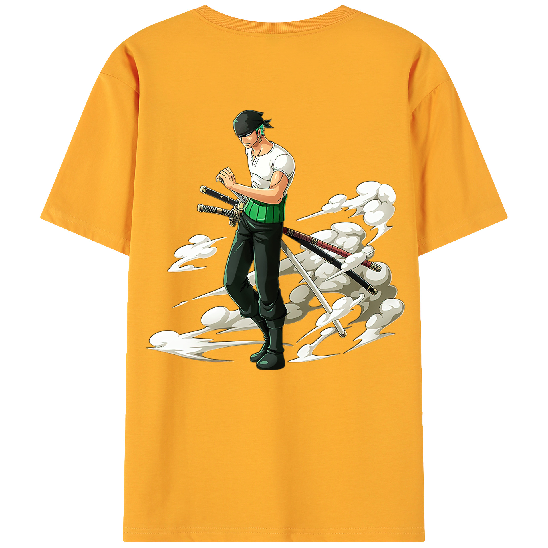 ワンピース ロロノア・ゾロ ONE PIECE Roronoa Zoro 綿100％ メンズ半袖Tシャツ（バックプリント） 通気性