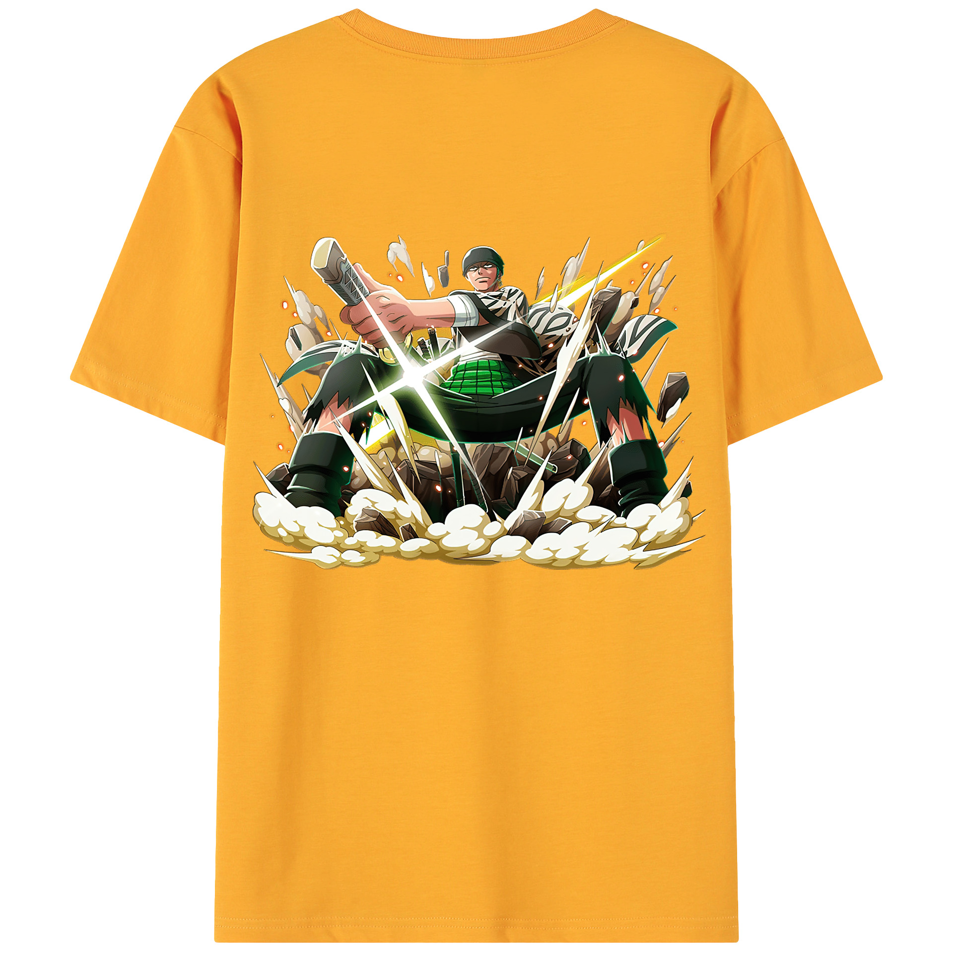 ワンピース ロロノア・ゾロ ONE PIECE Roronoa Zoro 綿100％ メンズ半袖Tシャツ（バックプリント） 通気性