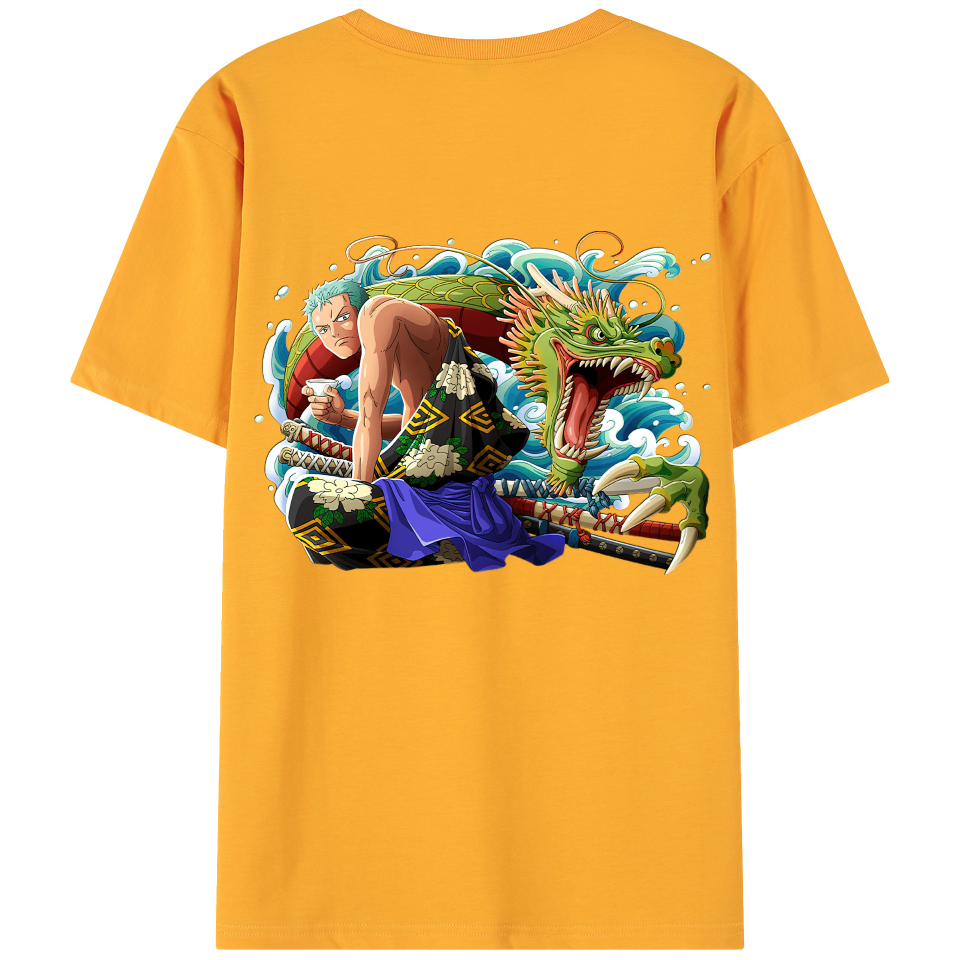 ワンピース ロロノア・ゾロ ONE PIECE Roronoa Zoro 綿100％ メンズ半袖Tシャツ（バックプリント） 通気性