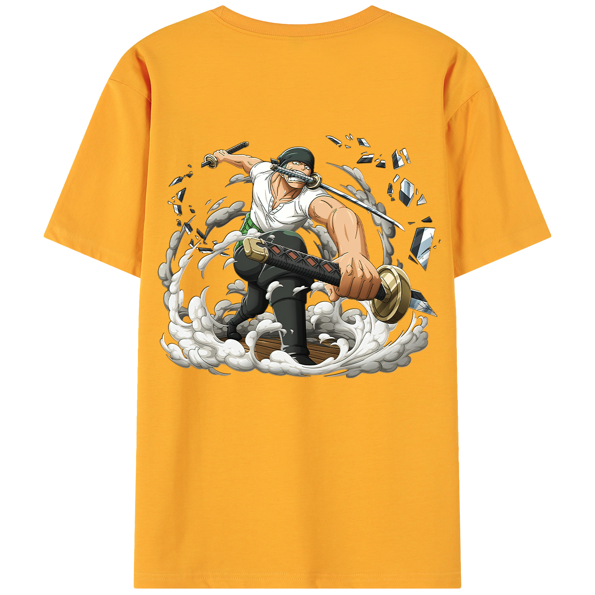 ワンピース ロロノア・ゾロ ONE PIECE Roronoa Zoro 綿100％ メンズ半袖Tシャツ（バックプリント） 通気性