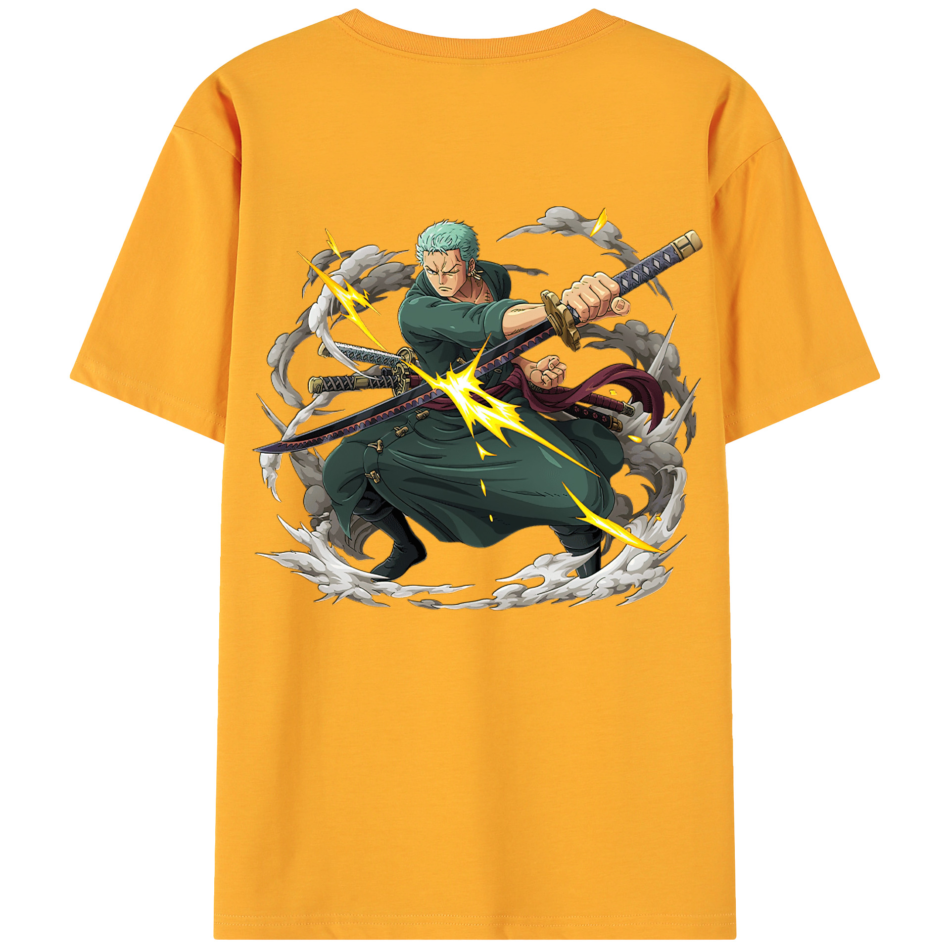 ワンピース ロロノア・ゾロ ONE PIECE Roronoa Zoro 綿100％ メンズ半袖Tシャツ（バックプリント） 通気性