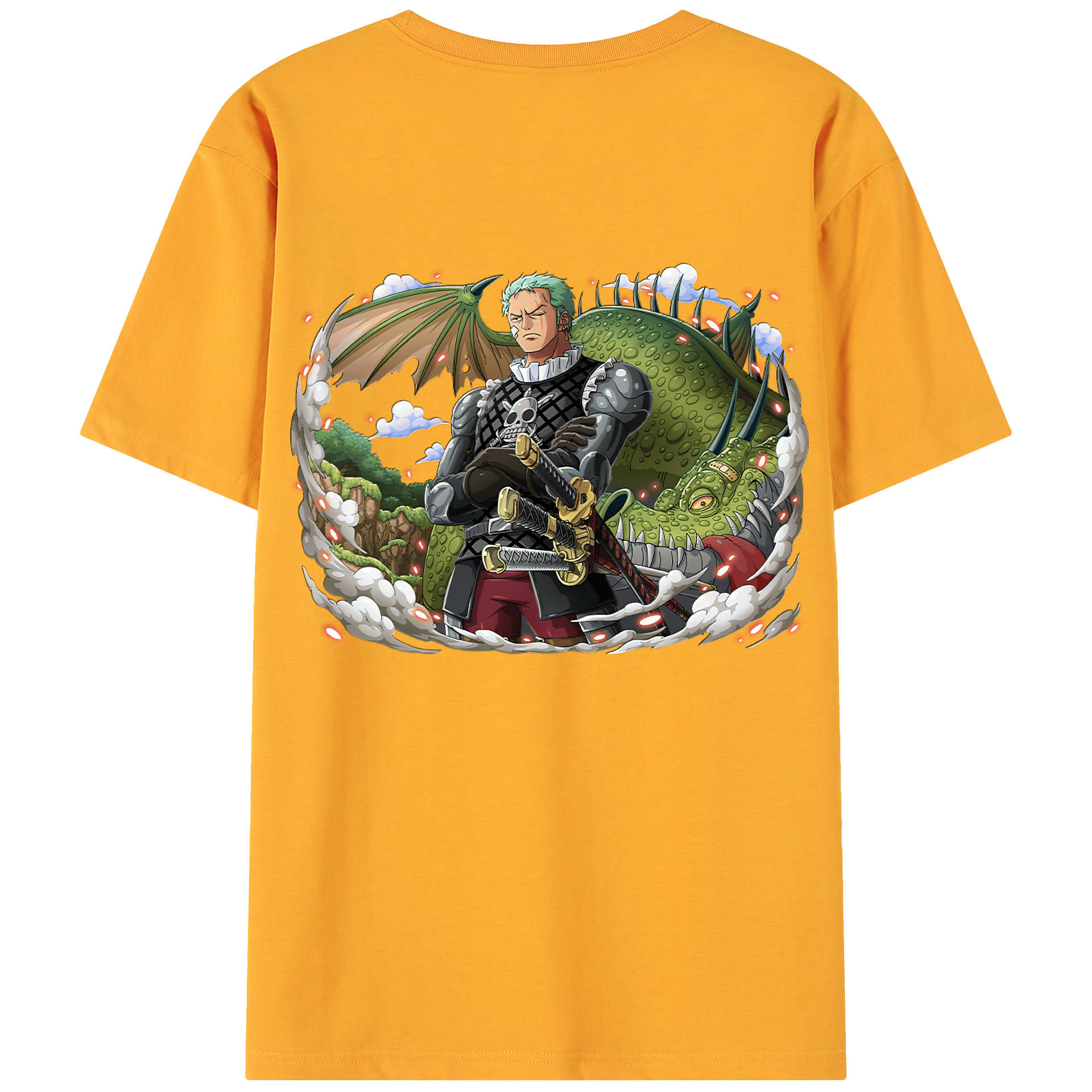 ワンピース ロロノア・ゾロ ONE PIECE Roronoa Zoro 綿100％ メンズ半袖Tシャツ（バックプリント） 通気性