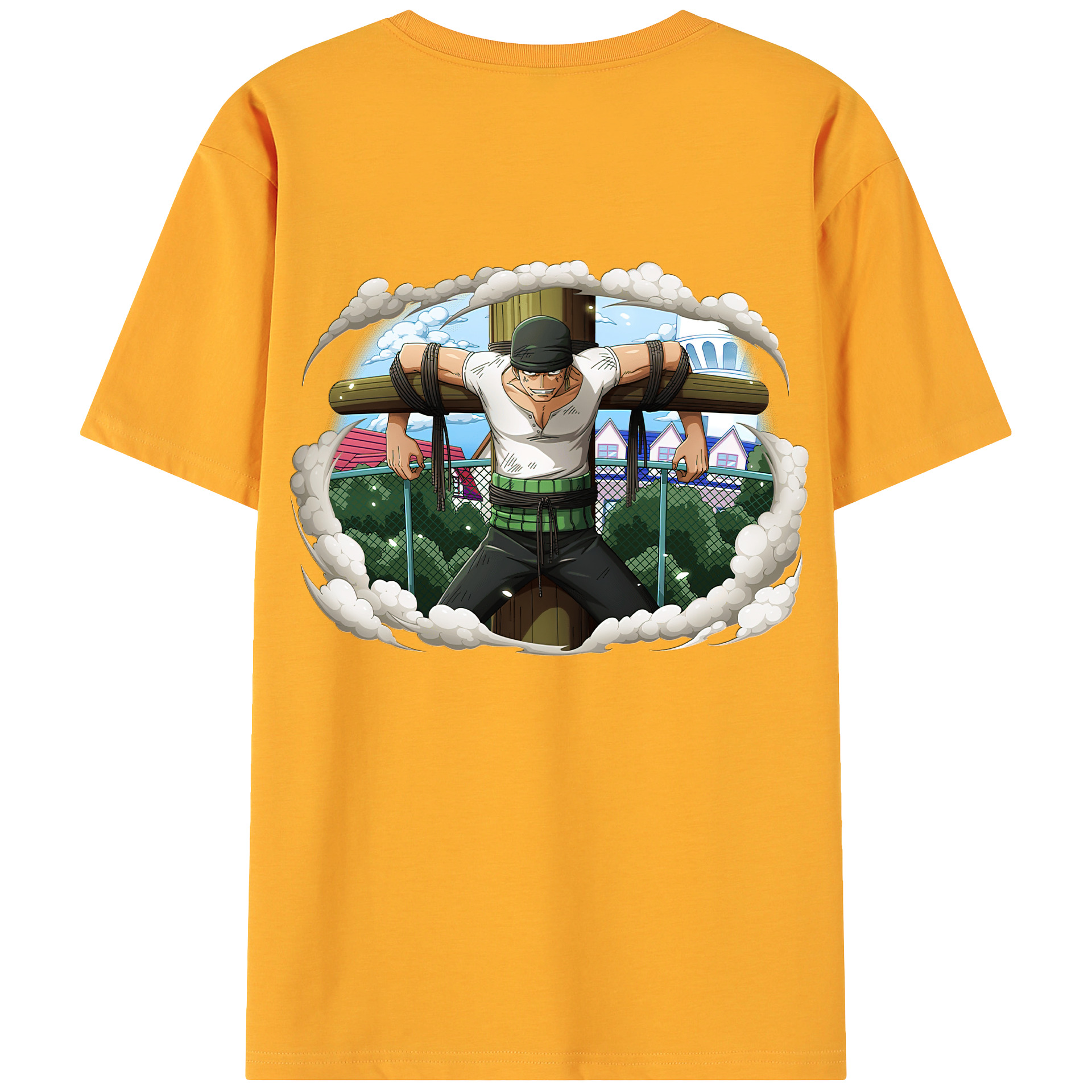 ワンピース ロロノア・ゾロ ONE PIECE Roronoa Zoro 綿100％ メンズ半袖Tシャツ（バックプリント） 通気性