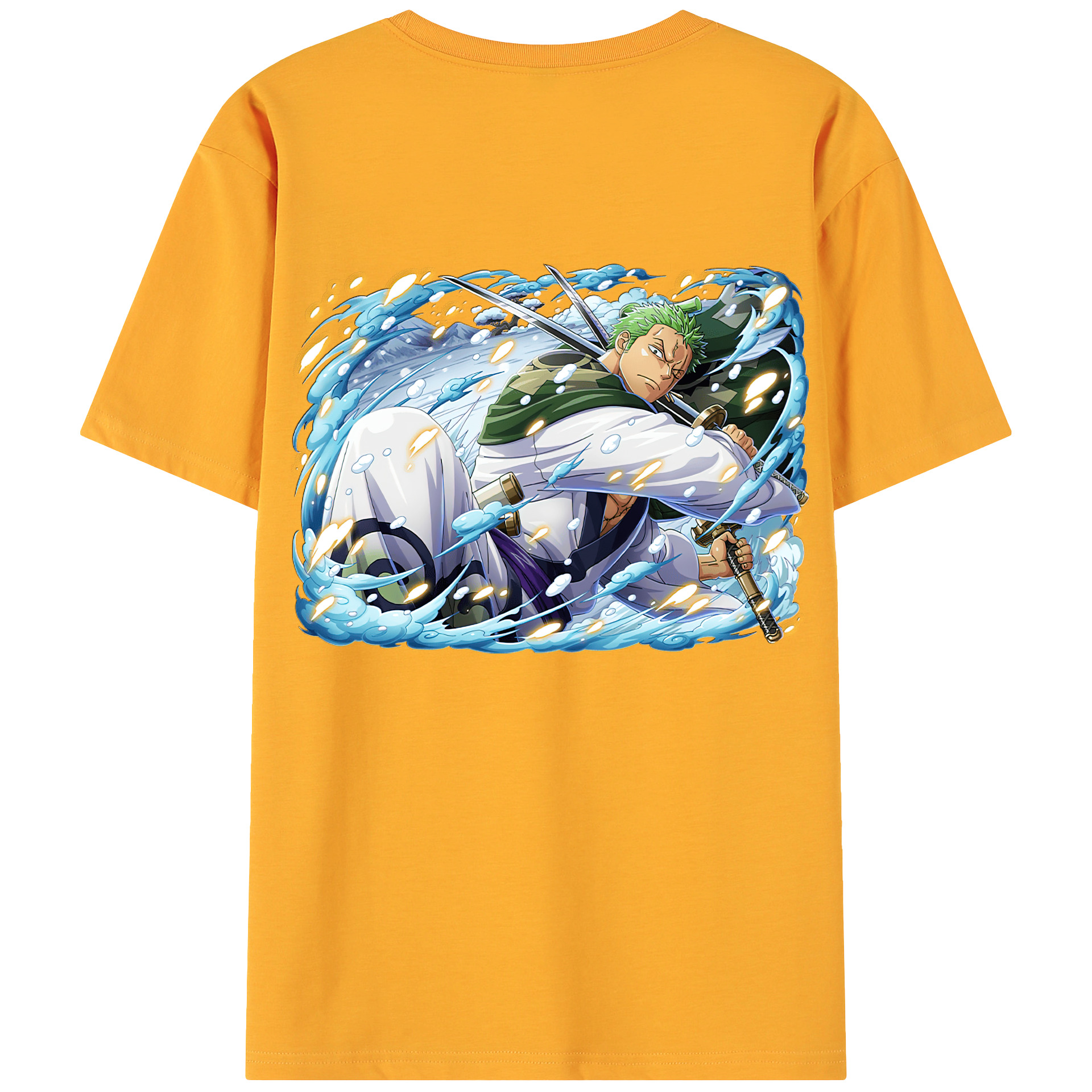 ワンピース ロロノア・ゾロ ONE PIECE Roronoa Zoro 綿100％ メンズ半袖Tシャツ（バックプリント） 通気性