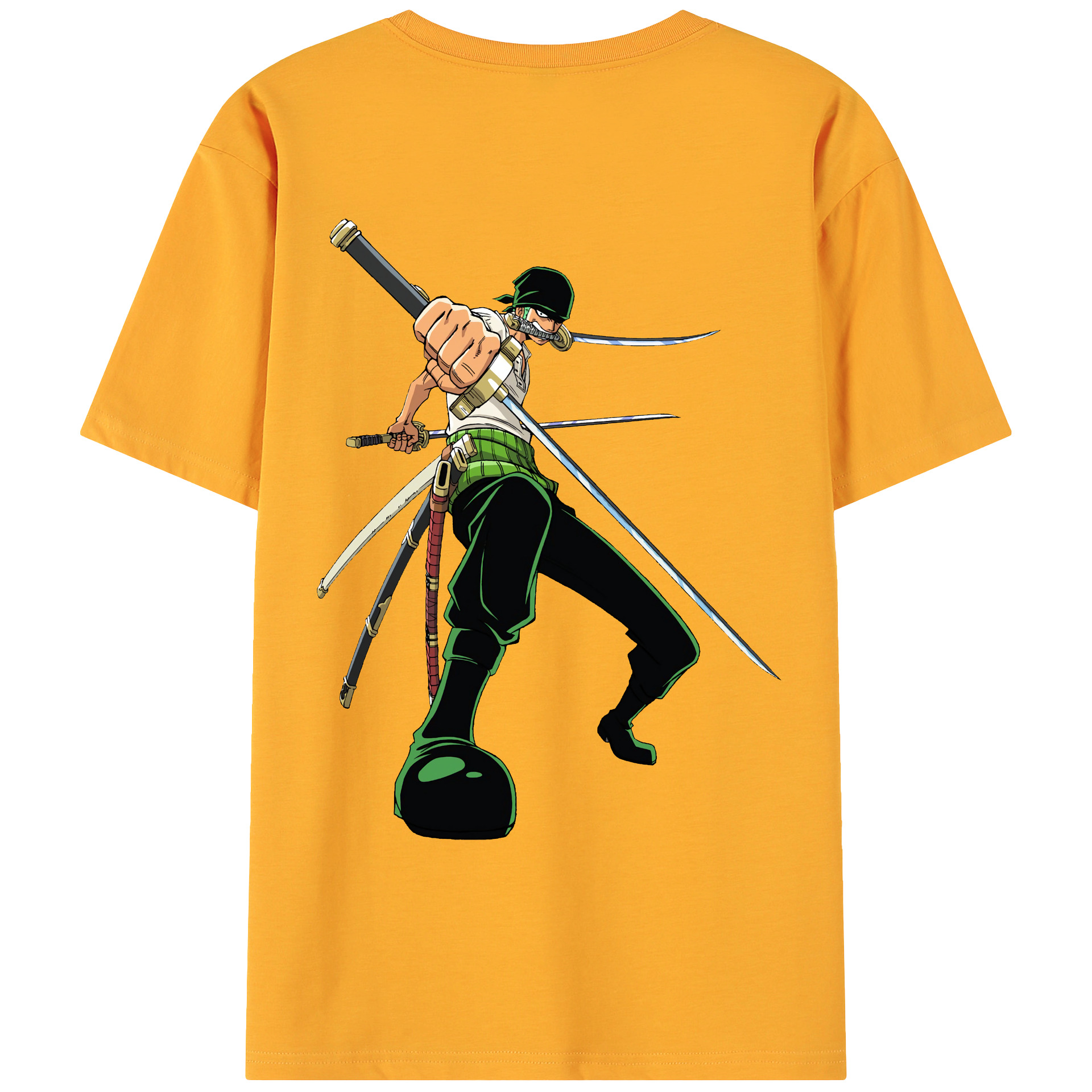 ワンピース ロロノア・ゾロ ONE PIECE Roronoa Zoro 綿100％ メンズ半袖Tシャツ（バックプリント） 通気性