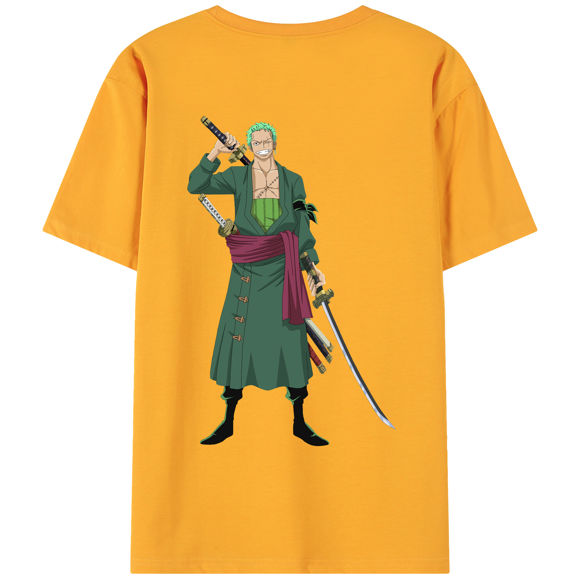 ワンピース ロロノア・ゾロ ONE PIECE Roronoa Zoro 綿100％ メンズ半袖Tシャツ（バックプリント） 通気性