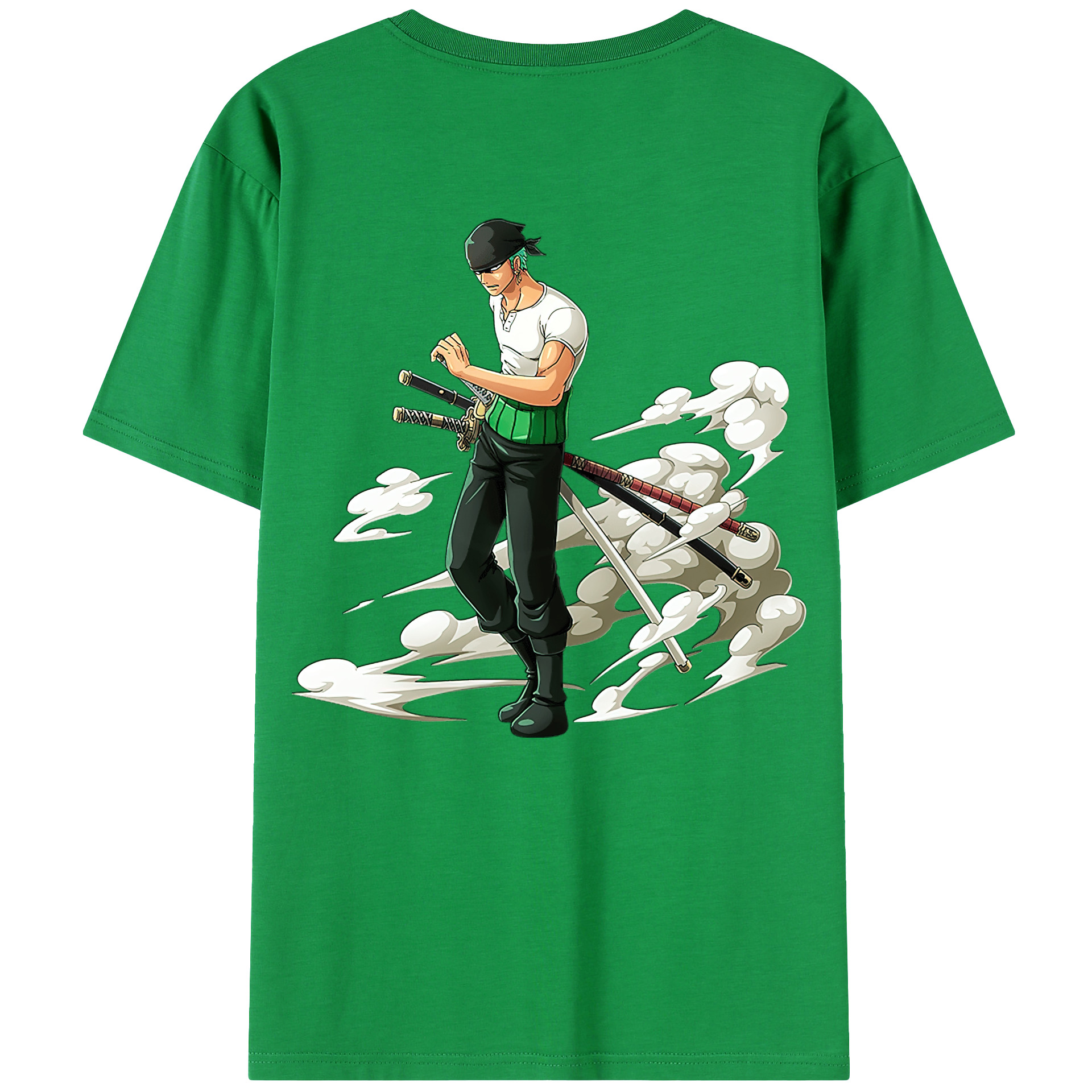 ワンピース ロロノア・ゾロ ONE PIECE Roronoa Zoro 綿100％ メンズ半袖Tシャツ（バックプリント） 通気性