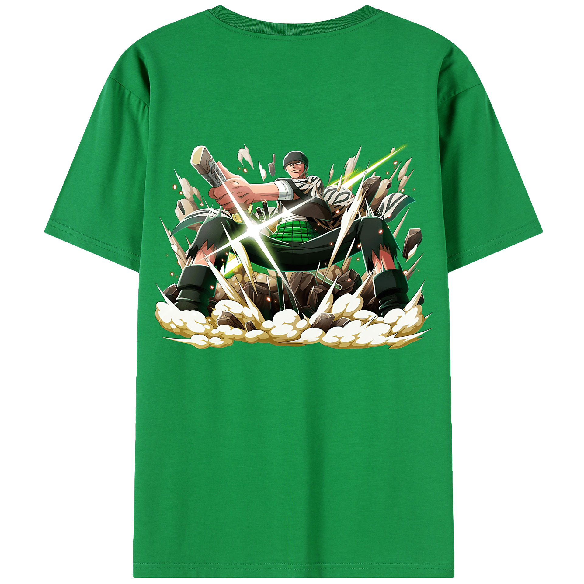 ワンピース ロロノア・ゾロ ONE PIECE Roronoa Zoro 綿100％ メンズ半袖Tシャツ（バックプリント） 通気性
