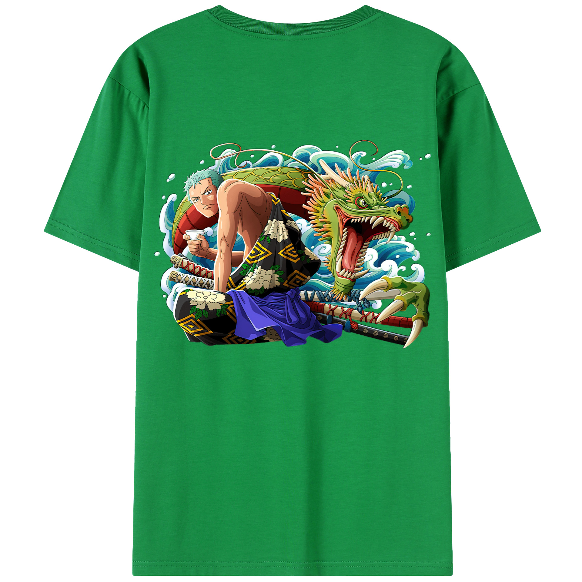 ワンピース ロロノア・ゾロ ONE PIECE Roronoa Zoro 綿100％ メンズ半袖Tシャツ（バックプリント） 通気性