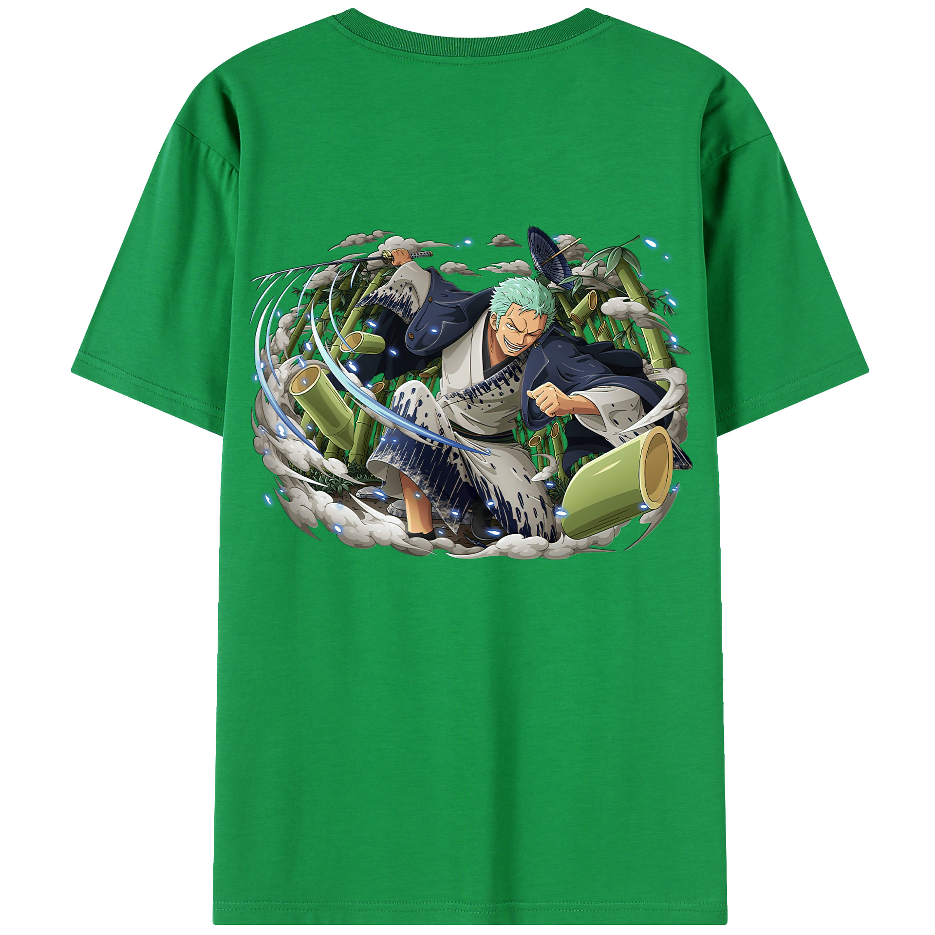 ワンピース ロロノア・ゾロ ONE PIECE Roronoa Zoro 綿100％ メンズ半袖Tシャツ（バックプリント） 通気性
