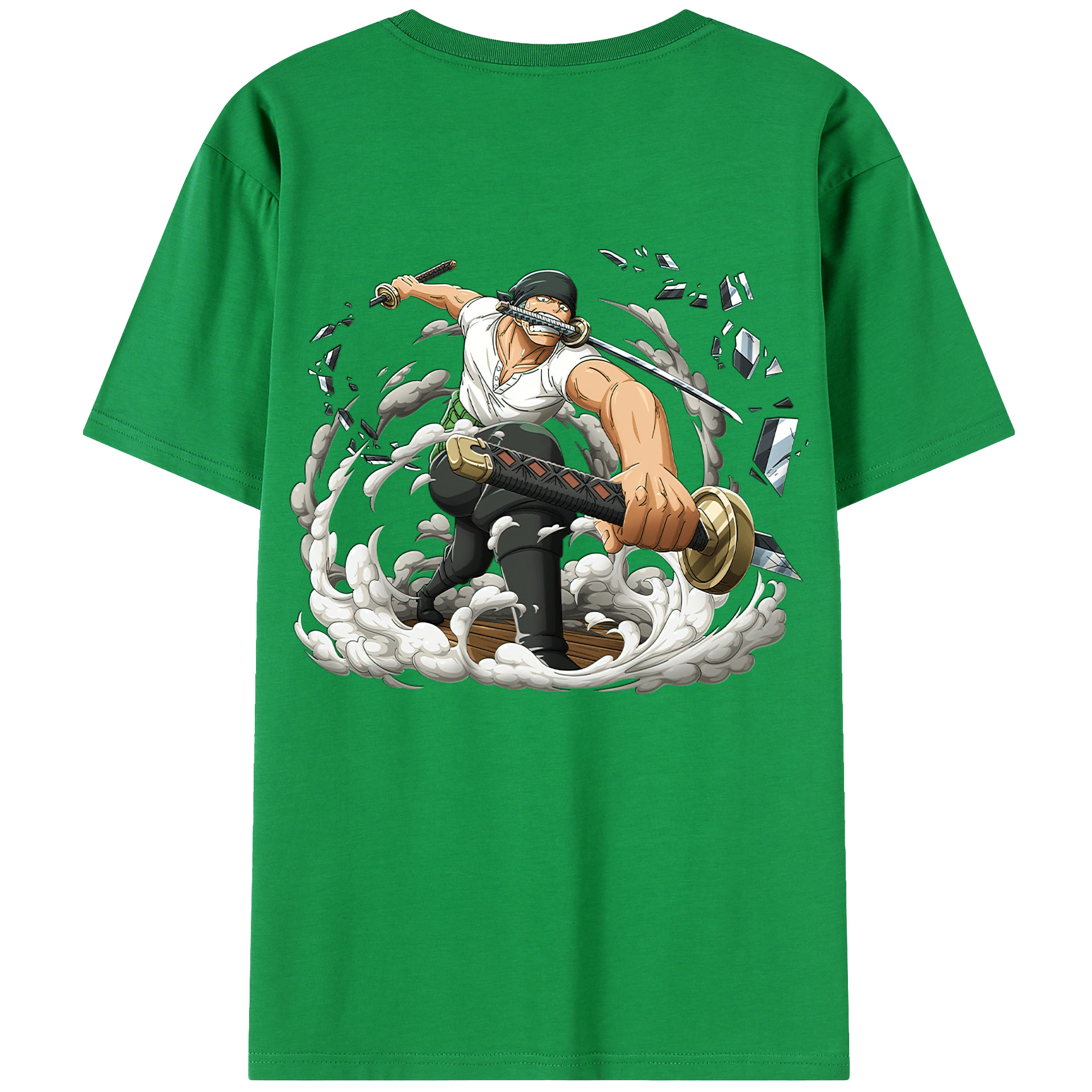 ワンピース ロロノア・ゾロ ONE PIECE Roronoa Zoro 綿100％ メンズ半袖Tシャツ（バックプリント） 通気性