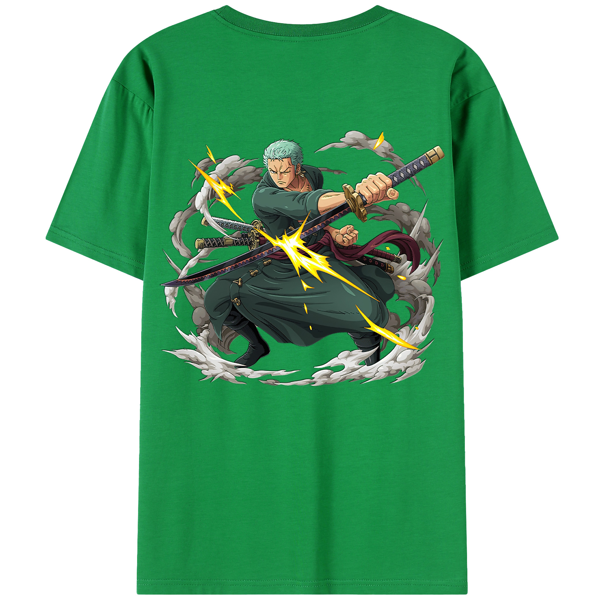 ワンピース ロロノア・ゾロ ONE PIECE Roronoa Zoro 綿100％ メンズ半袖Tシャツ（バックプリント） 通気性