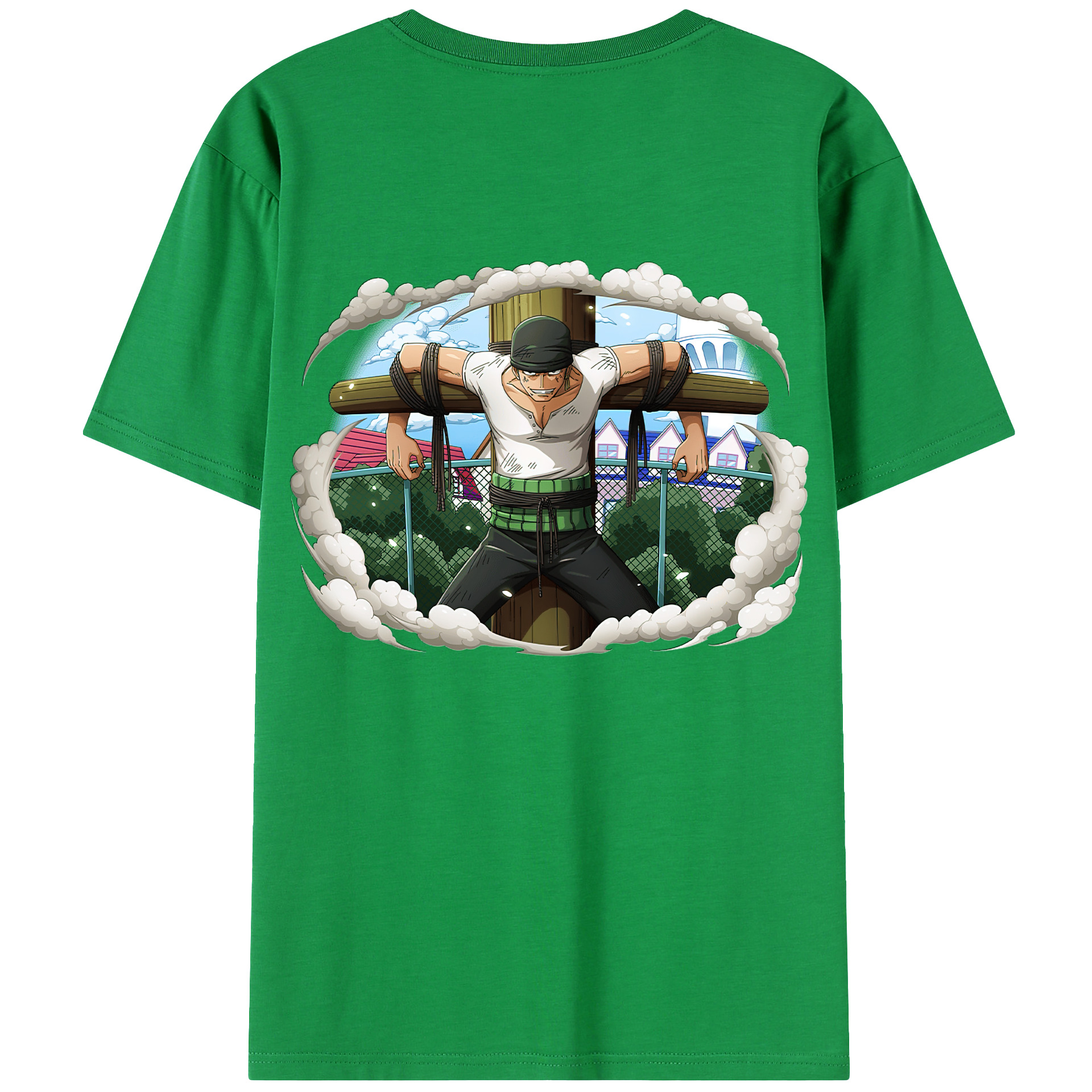 ワンピース ロロノア・ゾロ ONE PIECE Roronoa Zoro 綿100％ メンズ半袖Tシャツ（バックプリント） 通気性