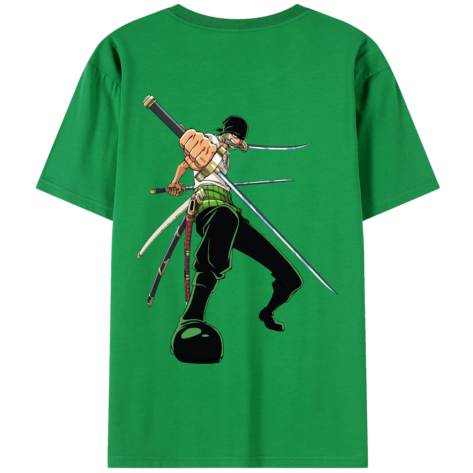 ワンピース ロロノア・ゾロ ONE PIECE Roronoa Zoro 綿100％ メンズ半袖Tシャツ（バックプリント） 通気性