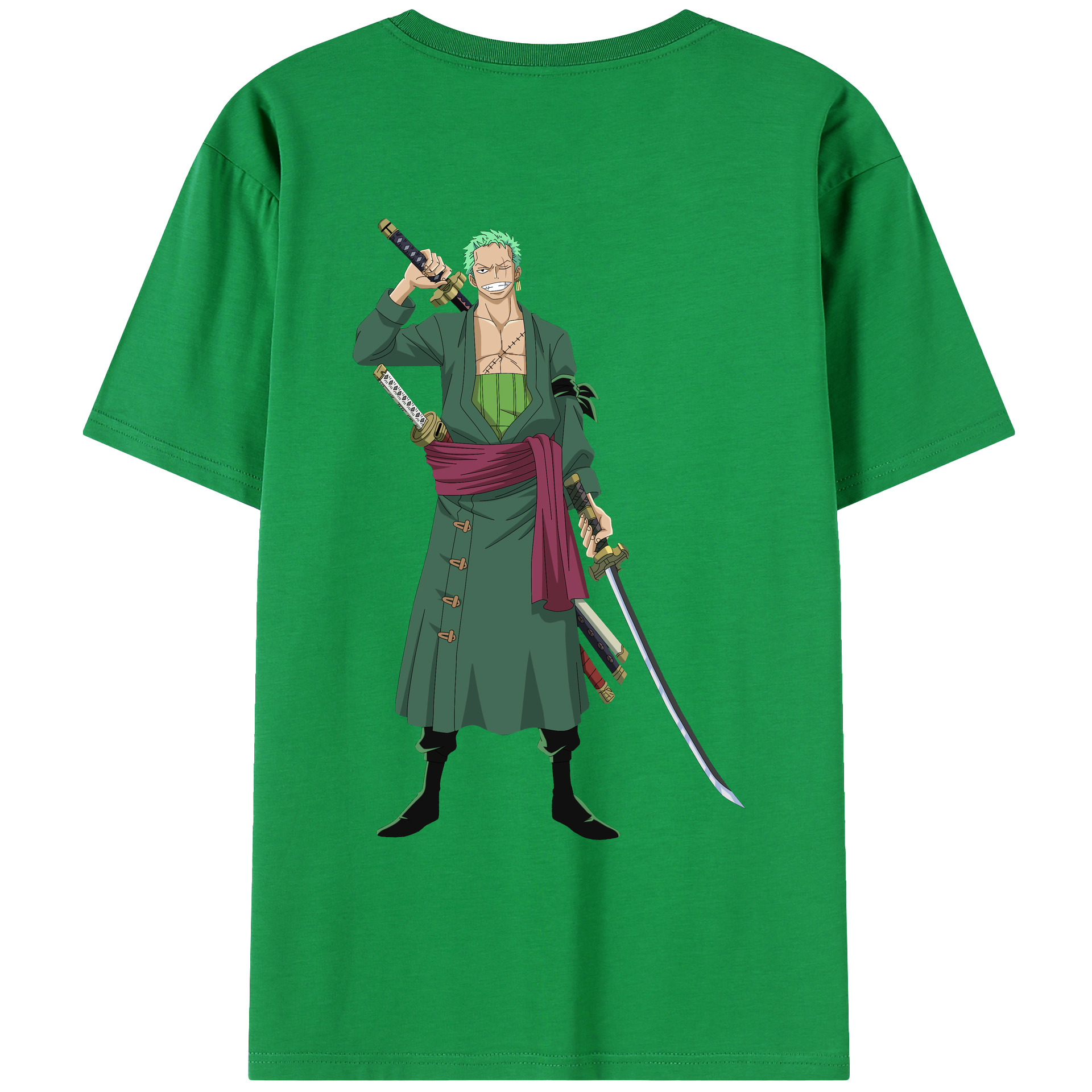 ワンピース ロロノア・ゾロ ONE PIECE Roronoa Zoro 綿100％ メンズ半袖Tシャツ（バックプリント） 通気性