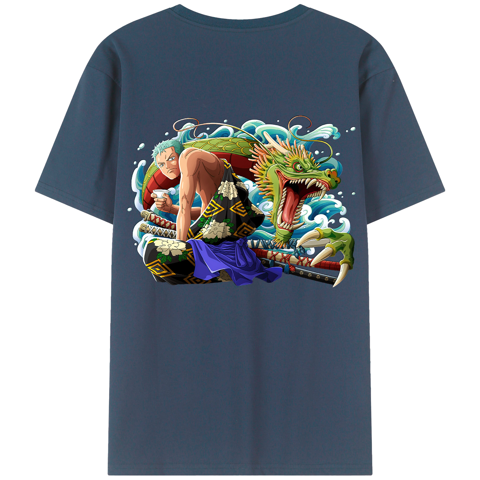 ワンピース ロロノア・ゾロ ONE PIECE Roronoa Zoro 綿100％ メンズ半袖Tシャツ（バックプリント） 通気性