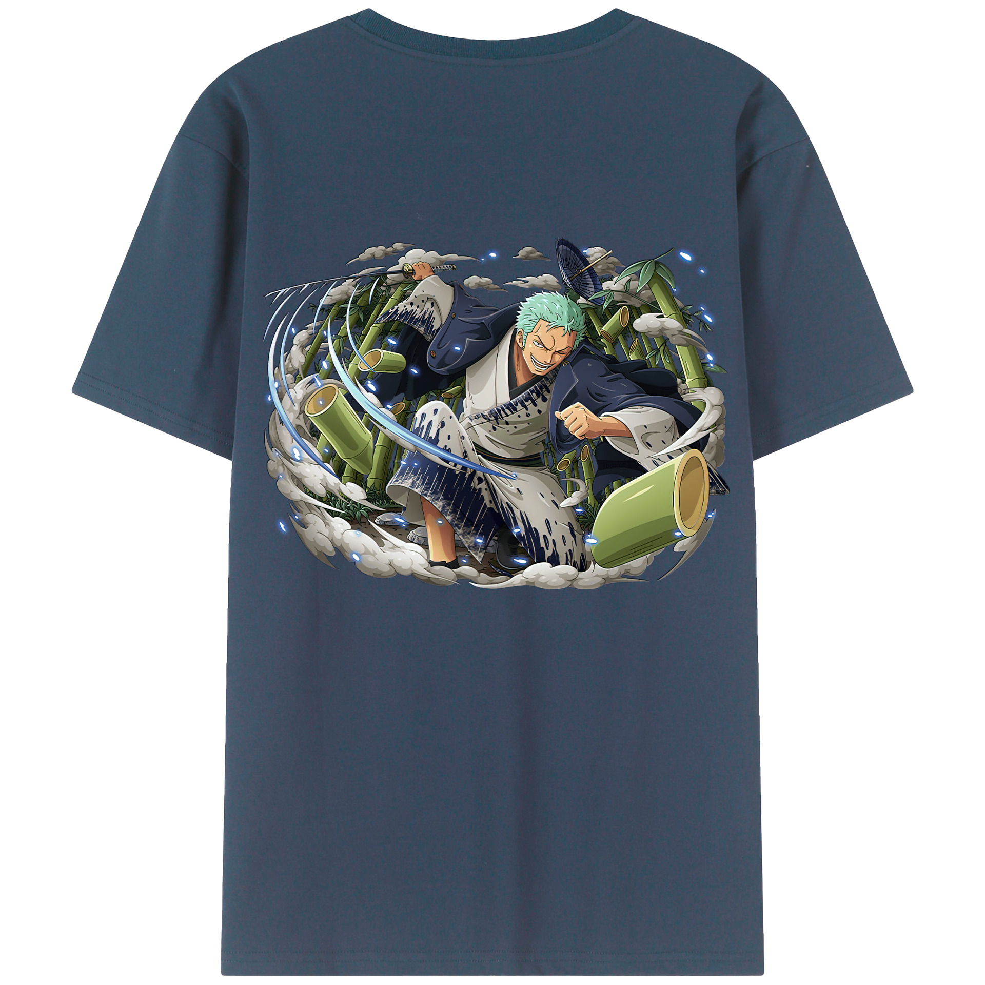 ワンピース ロロノア・ゾロ ONE PIECE Roronoa Zoro 綿100％ メンズ半袖Tシャツ（バックプリント） 通気性