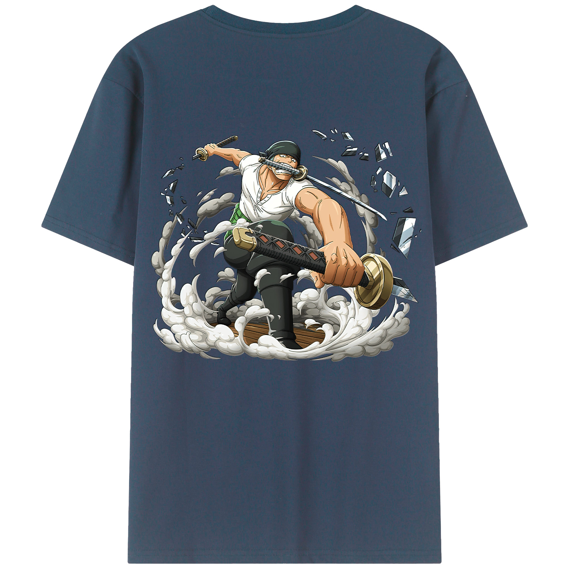 ワンピース ロロノア・ゾロ ONE PIECE Roronoa Zoro 綿100％ メンズ半袖Tシャツ（バックプリント） 通気性