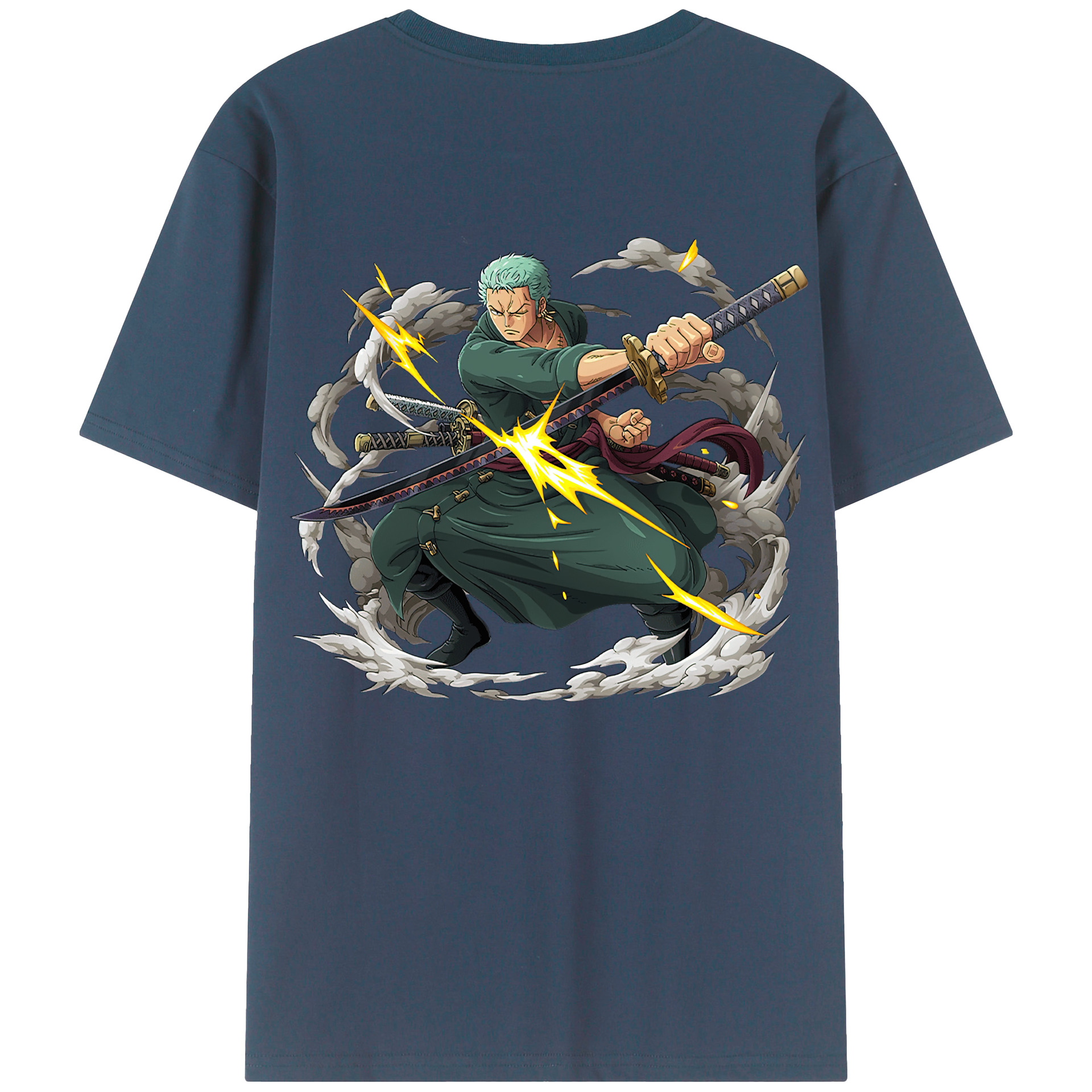 ワンピース ロロノア・ゾロ ONE PIECE Roronoa Zoro 綿100％ メンズ半袖Tシャツ（バックプリント） 通気性