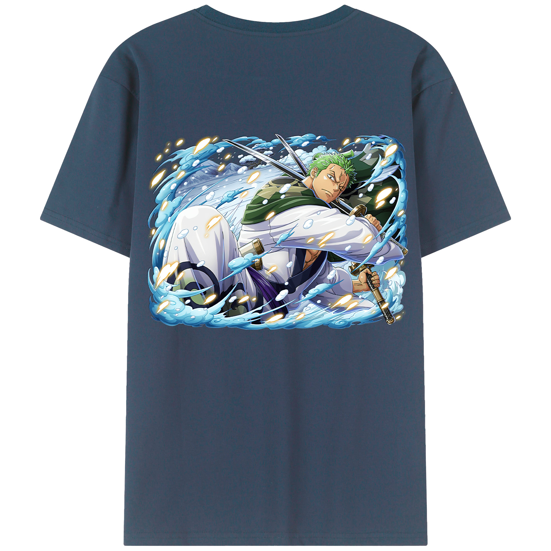 ワンピース ロロノア・ゾロ ONE PIECE Roronoa Zoro 綿100％ メンズ半袖Tシャツ（バックプリント） 通気性