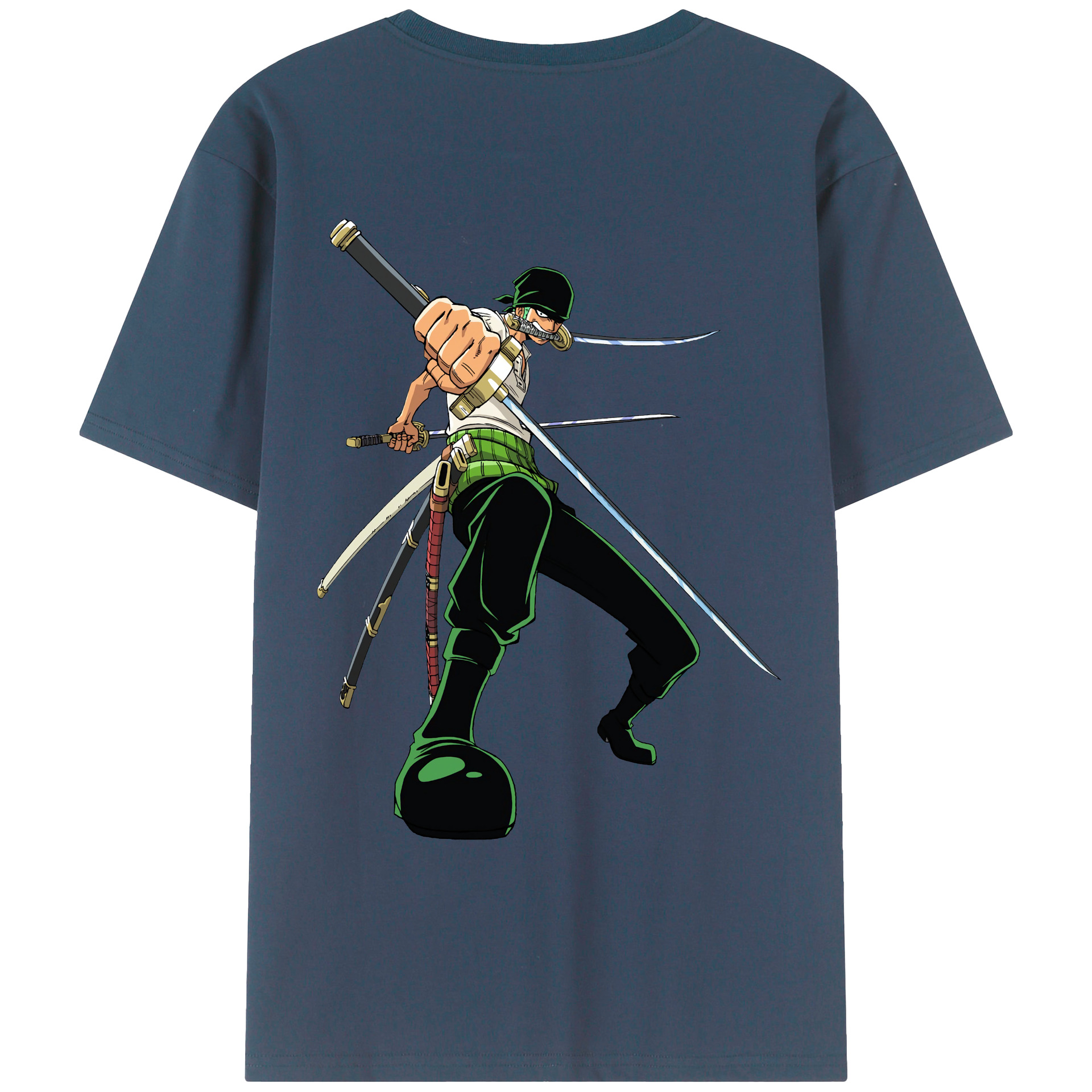 ワンピース ロロノア・ゾロ ONE PIECE Roronoa Zoro 綿100％ メンズ半袖Tシャツ（バックプリント） 通気性